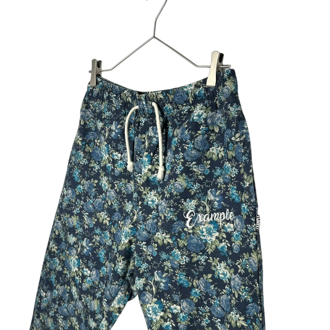EXAMPLE(エグザンプル) FLOWER CANVAS PANTS フラワー キャンバス パンツ M ブルー ジョガー 花柄