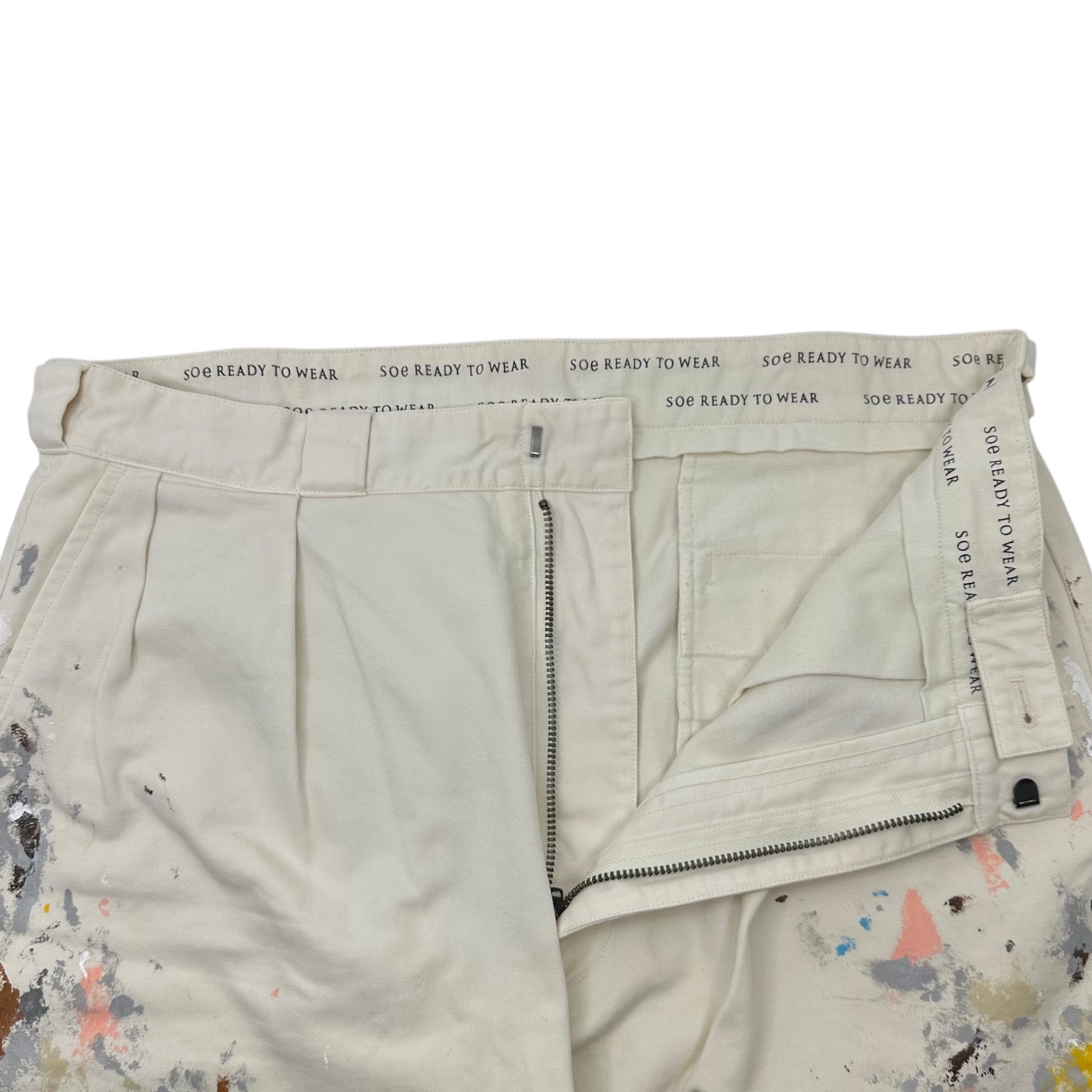 SOE(ソーイ) Painter Shorts ペインター ショーツ 1201-60-011 1 ホワイト ハーフ ショート ペンキ SOE READY TO WEAR ボロ