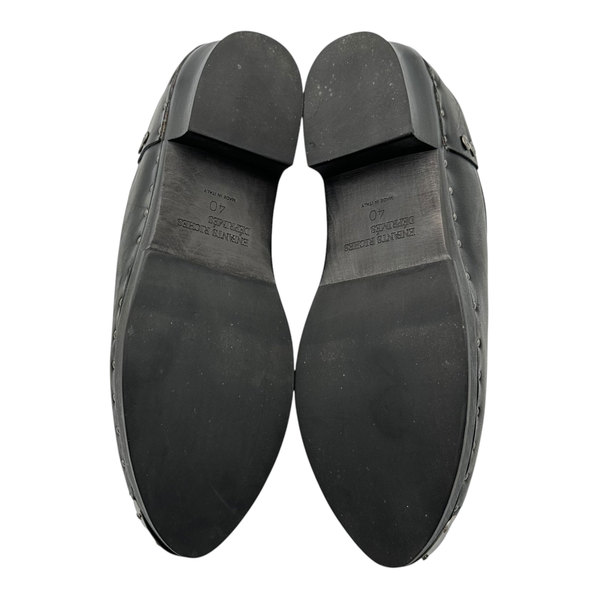ENFANTS RICHES DEPRIMES(アンファン リッシュ デプリメ) Studded Leather Clogs スタッズ レザー クロッグス メタル スリッポン 40 ブラック×シルバー NUBIANなど取扱 ERD