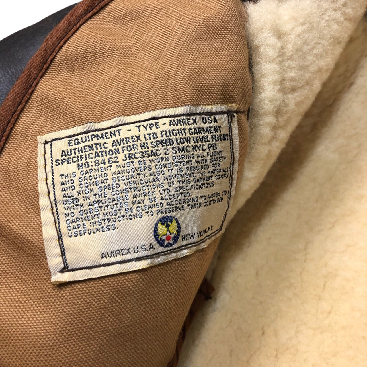 AVIREX(アヴィレックス) B-6フライトジャケット/ムートンジャケット AC-17755 34(Sサイズ程度) ブラウン 90年代 USA製