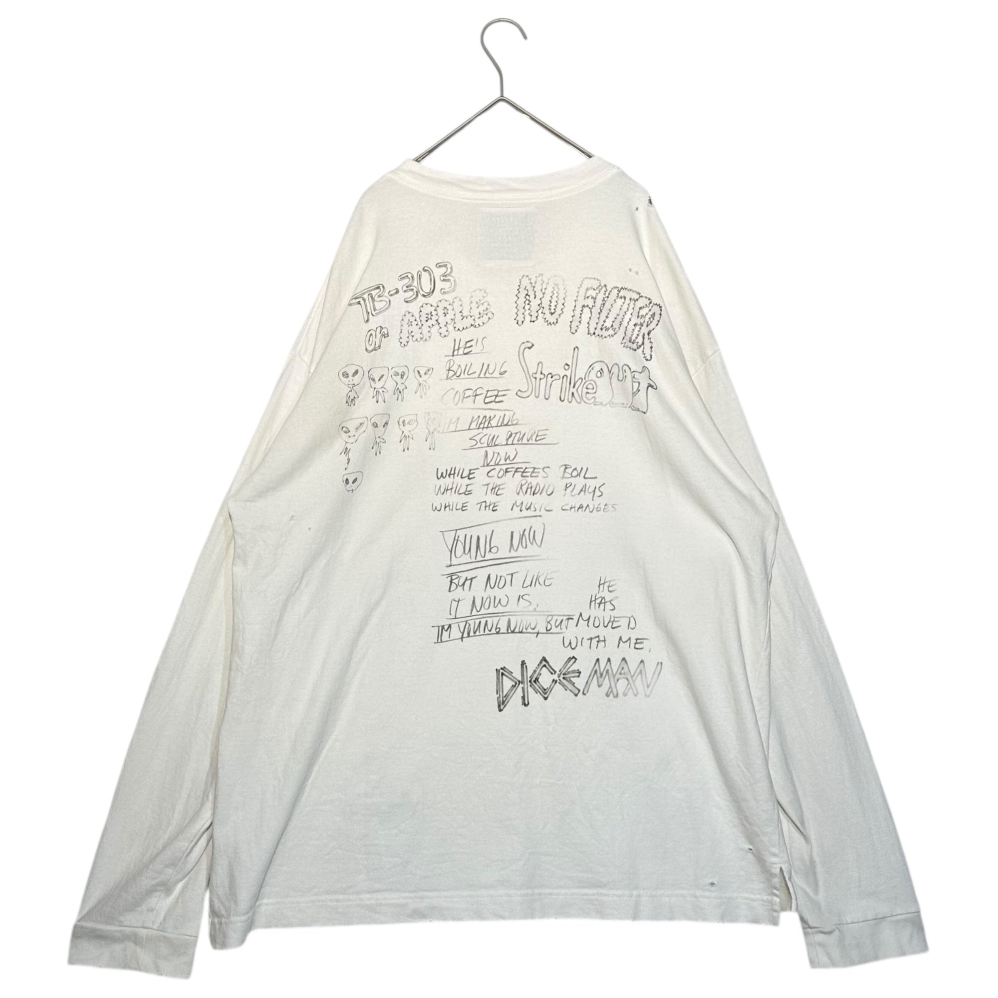 Maison MIHARA YASUHIRO(メゾンミハラヤスヒロ) 24SS Distressed Long-Sleeve T-shirt ダメージ加工 落書き 長袖 Tシャツ J12LT531 48 ホワイト カットソー