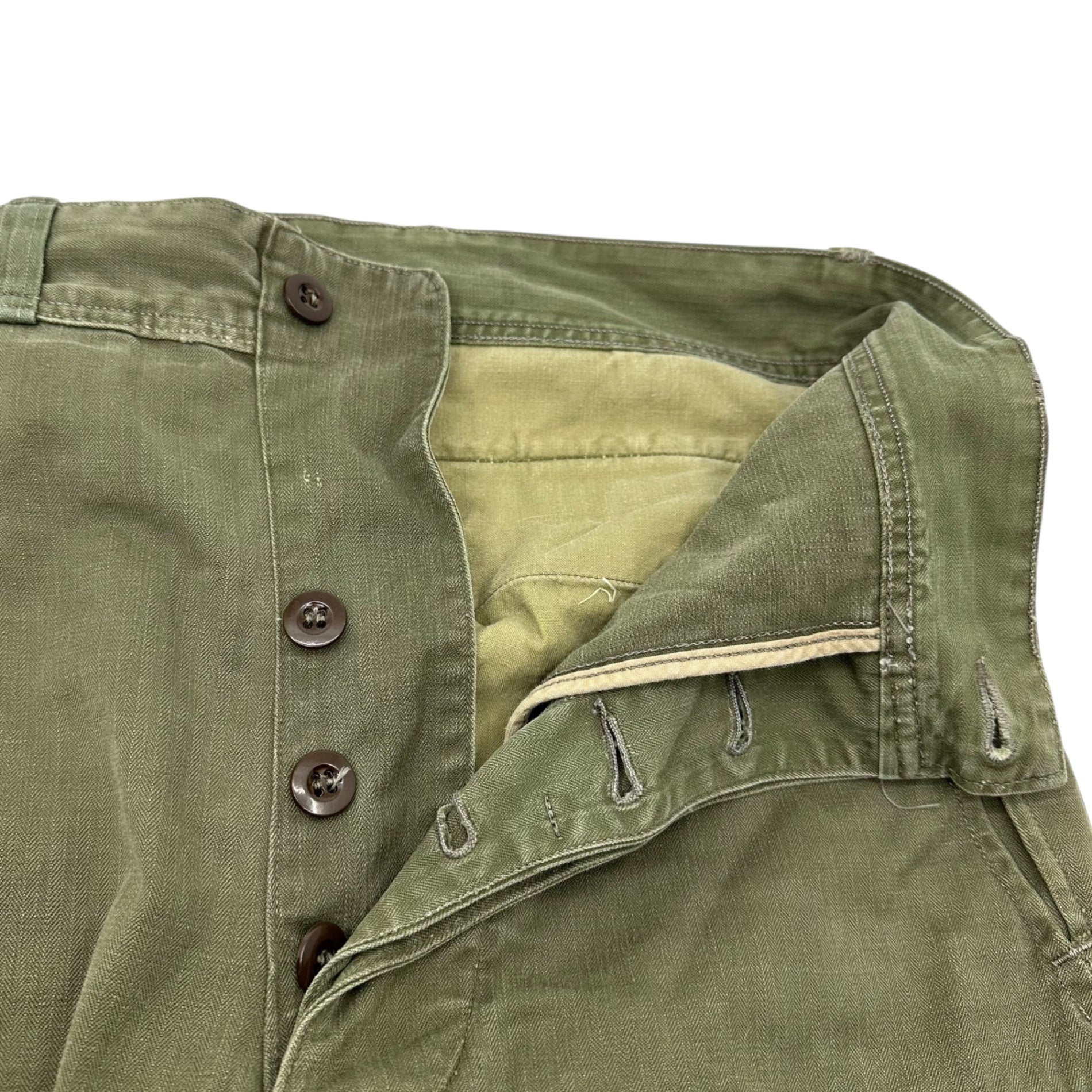 FRENCH MILITARY(フランス軍) 60's~70's M-47 CARGO PANTS 後期 カーゴ パンツ 21 カーキ 60年代~70年代 ヴィンテージ ミリタリー 稀少サイズ ヘリンボーン