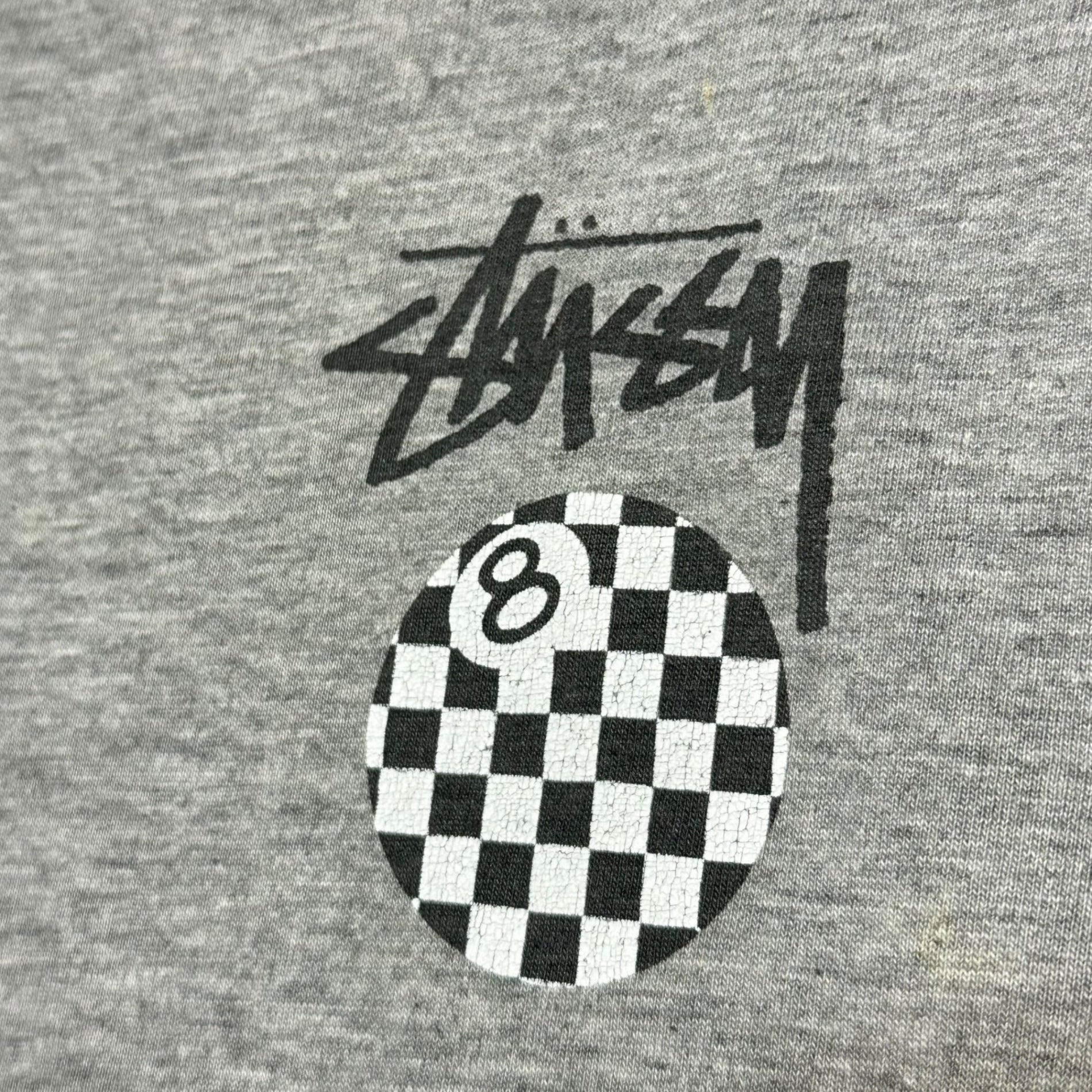 STUSSY(ステューシー) 00's Eight Ball Long Sleeve T-Shirt エイトボールロングスリーブTシャツ L グレー×ブラック