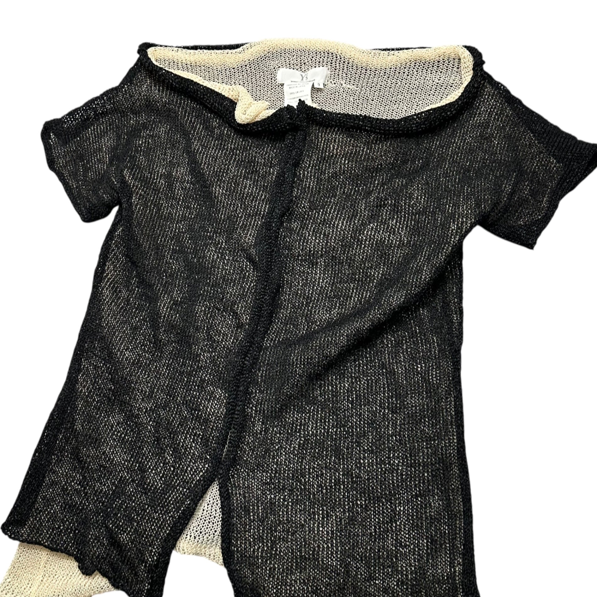 Y's(ワイズ) Cotton Linen Layered Mesh Blouse コットン リネン レイヤード メッシュ ブラウス YC-K18-854 3 ブラック×アイボリー ノースリーブ