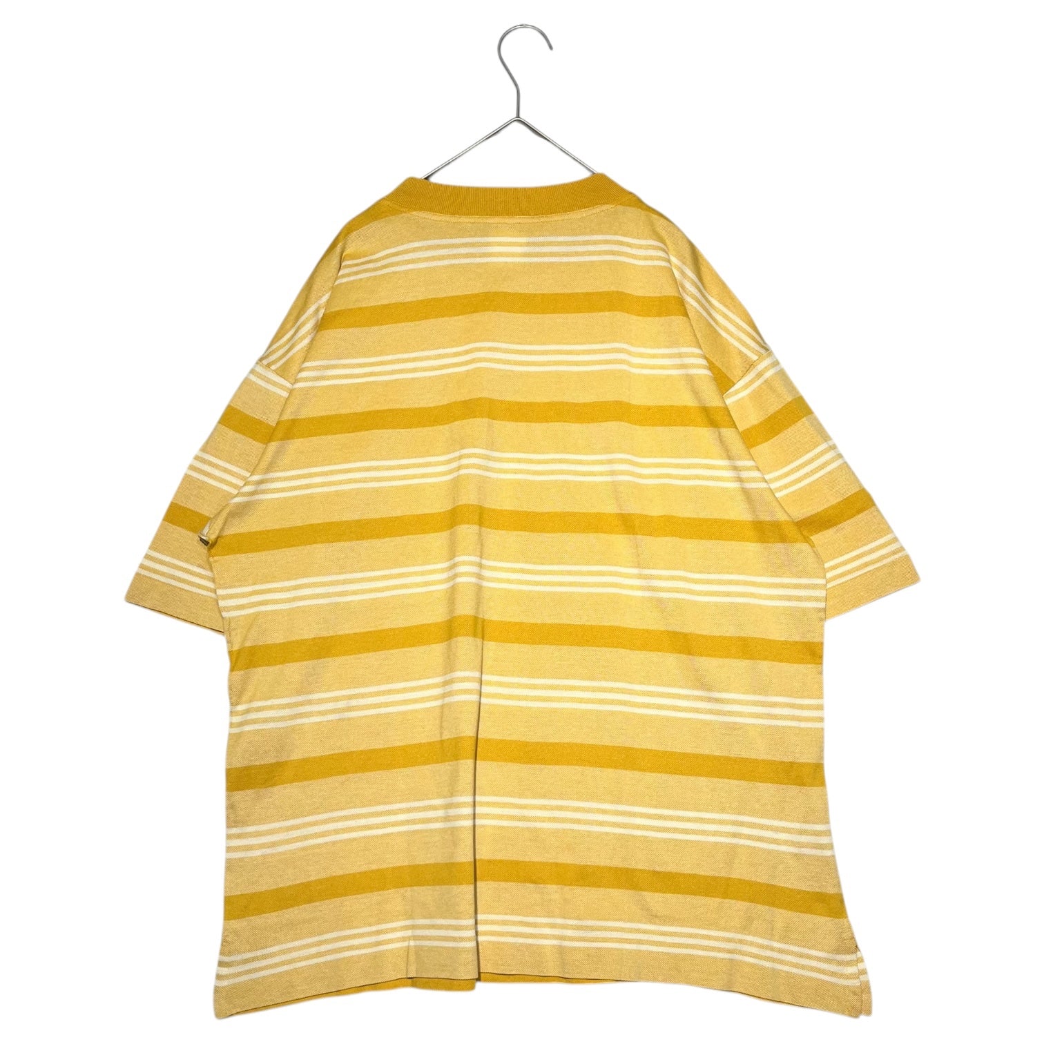 HERMES(エルメス) Pocket Striped S/S T-Shirt H 刺繍 ポケット ボーダー 鹿の子 半袖 Tシャツ L イエロー×ホワイト エルメスジャポンタグ