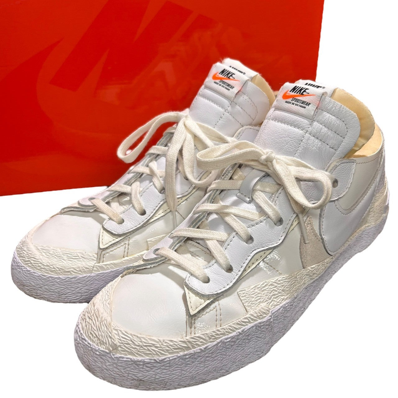 NIKE×SACA(ナイキ×サカイ) Blazer Low "White Patent Leather" ブレザー ロー DM6443-100 27cm ホワイト 箱付 ローカット スニーカー