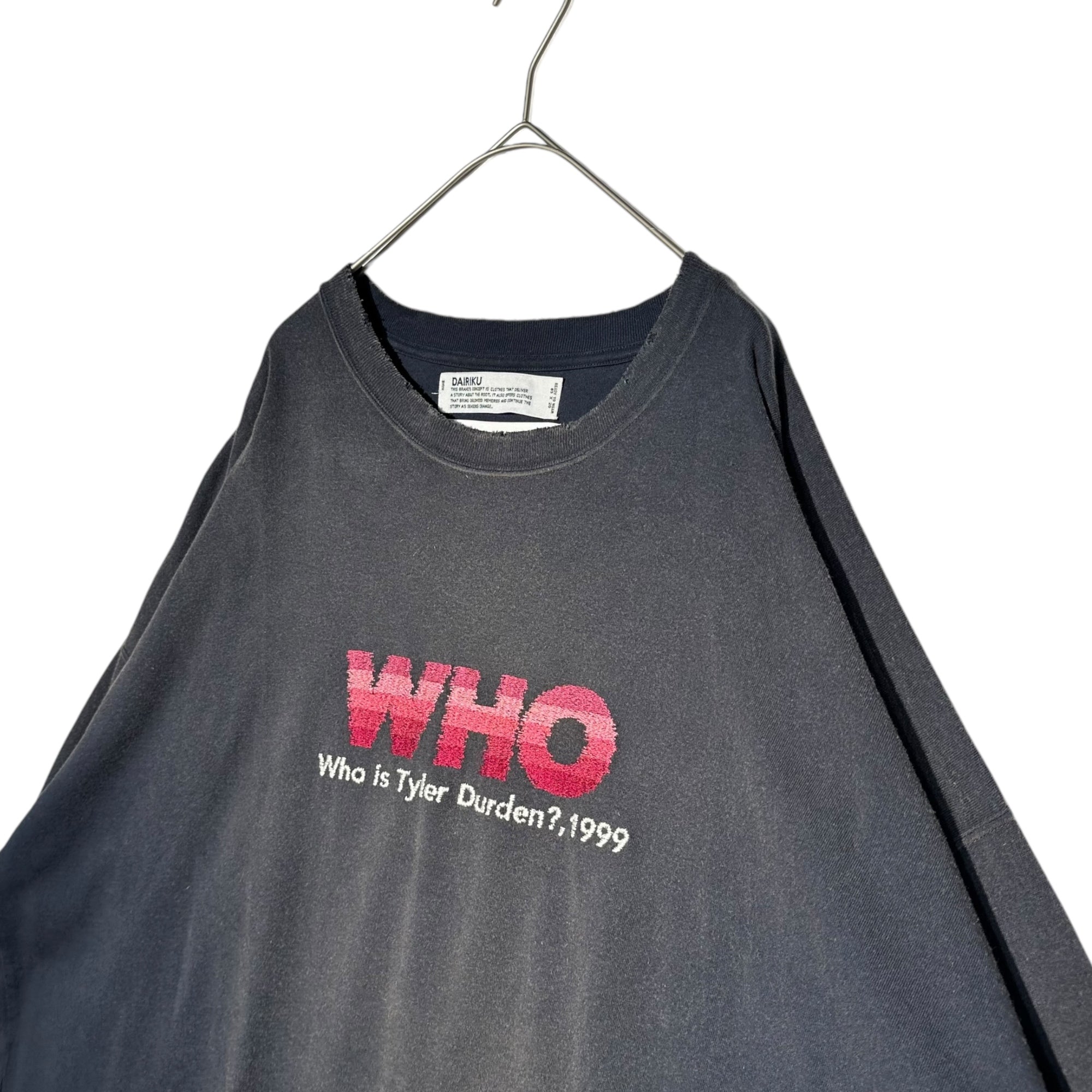 DAIRIKU(ダイリク) 24AW WHO vintage theme tee ヴィンテージ 加工 長袖 刺繍 Tシャツ 24AW C-16 FREE ネイビー カットソー