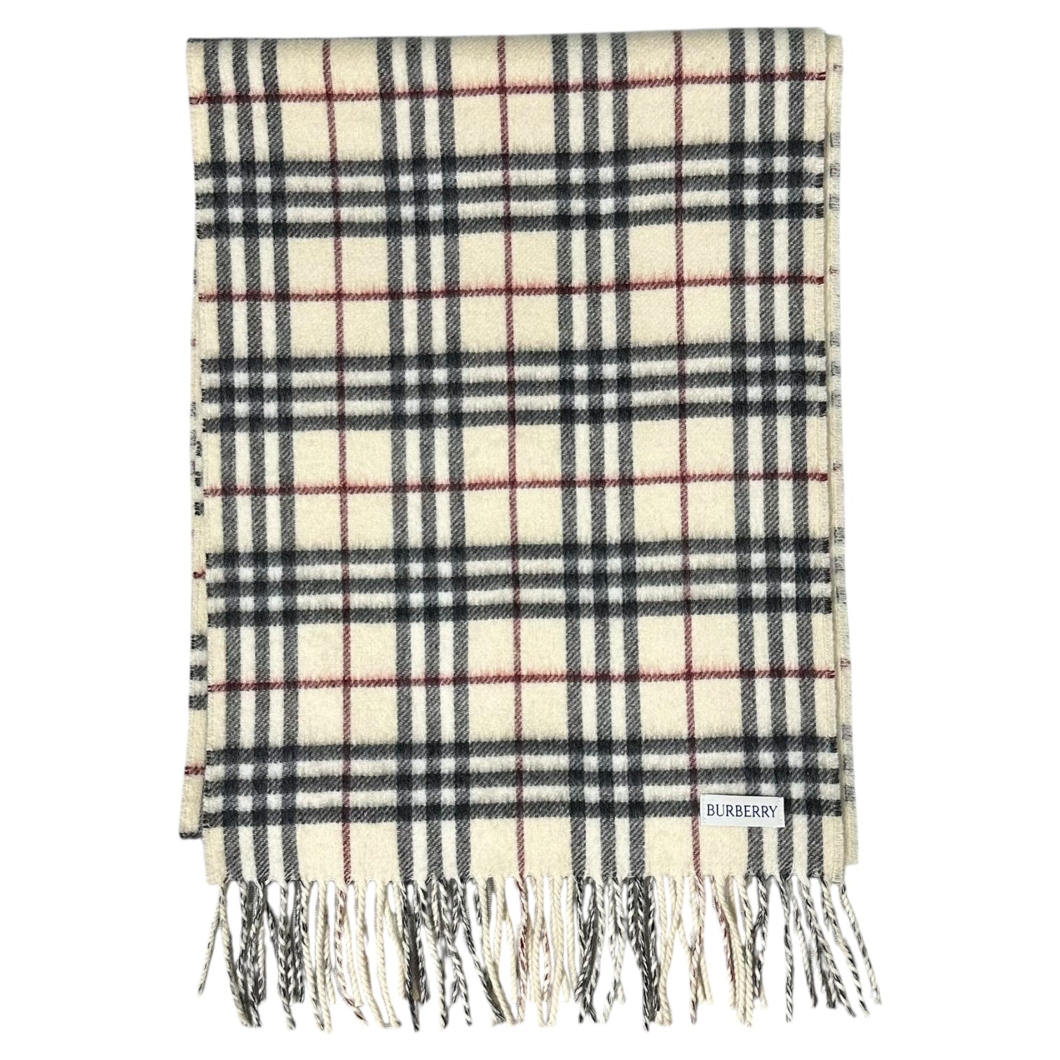 BURBERRY(バーバリー) 現行品 Reversible Check Cashmere Scarf リバーシブル チェック カシミア スカーフ ストール マフラー 168 × 30cm アイボリー 参考定価92,400円