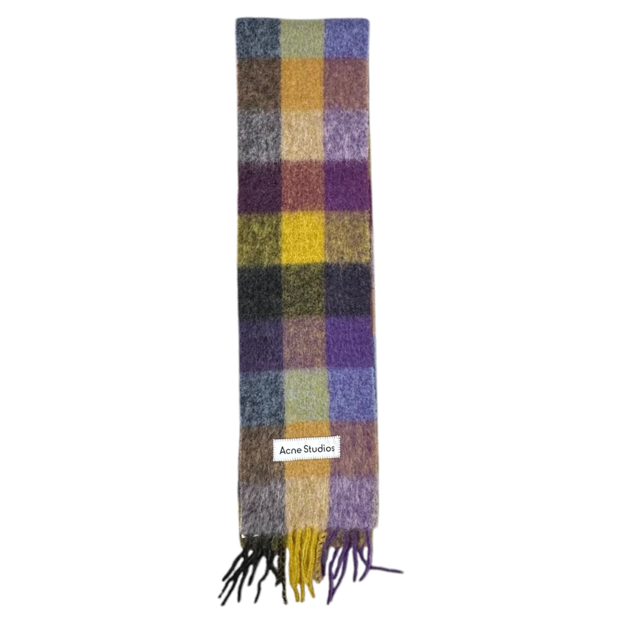 Acne Studios(アクネストゥディオズ) mohair check scarf モヘア チェック マフラー CA0084- パープル×イエロー 大判