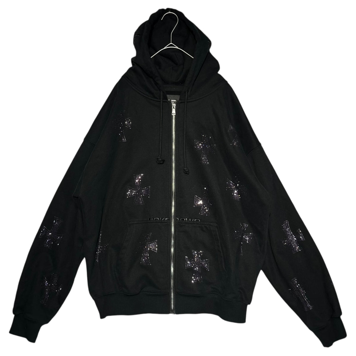 Unknown london(アンノウンロンドン) Cross Rhinestone Zip Up Hoodie 