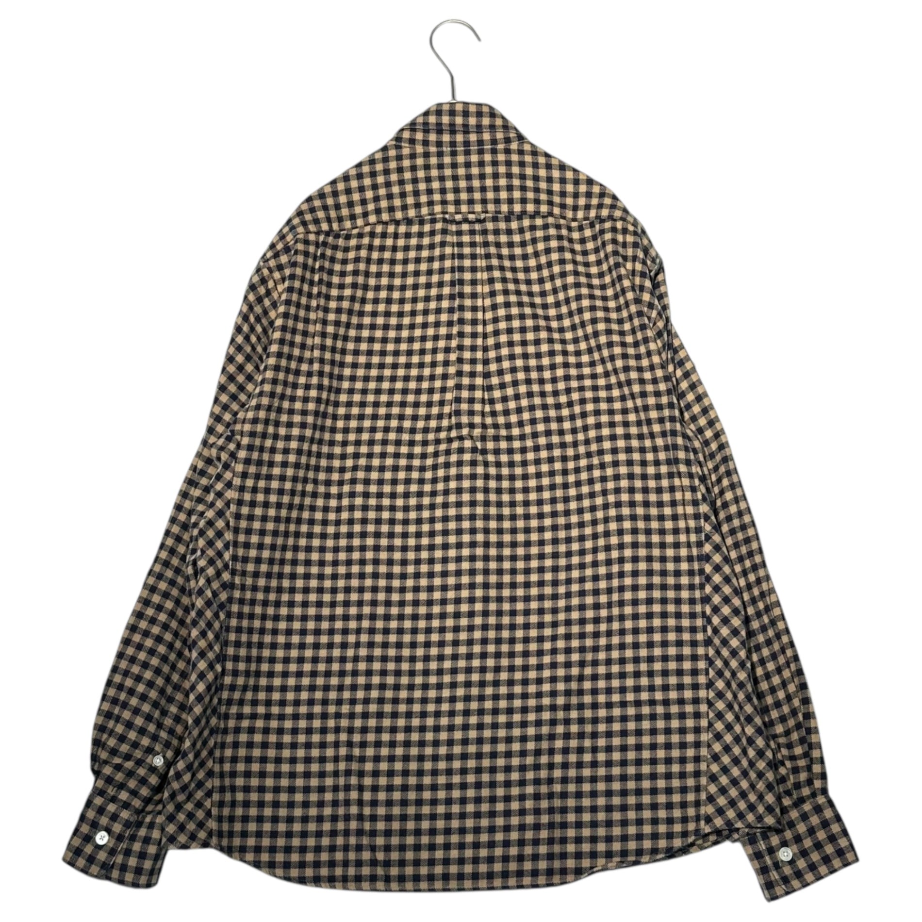 FRED PERRY(フレッドペリー) Gingham Check L/S Cotton Flannel Shirt ギンガムチェック 長袖 コットン フランネルシャツ F4448 L ベージュ×ネイビー