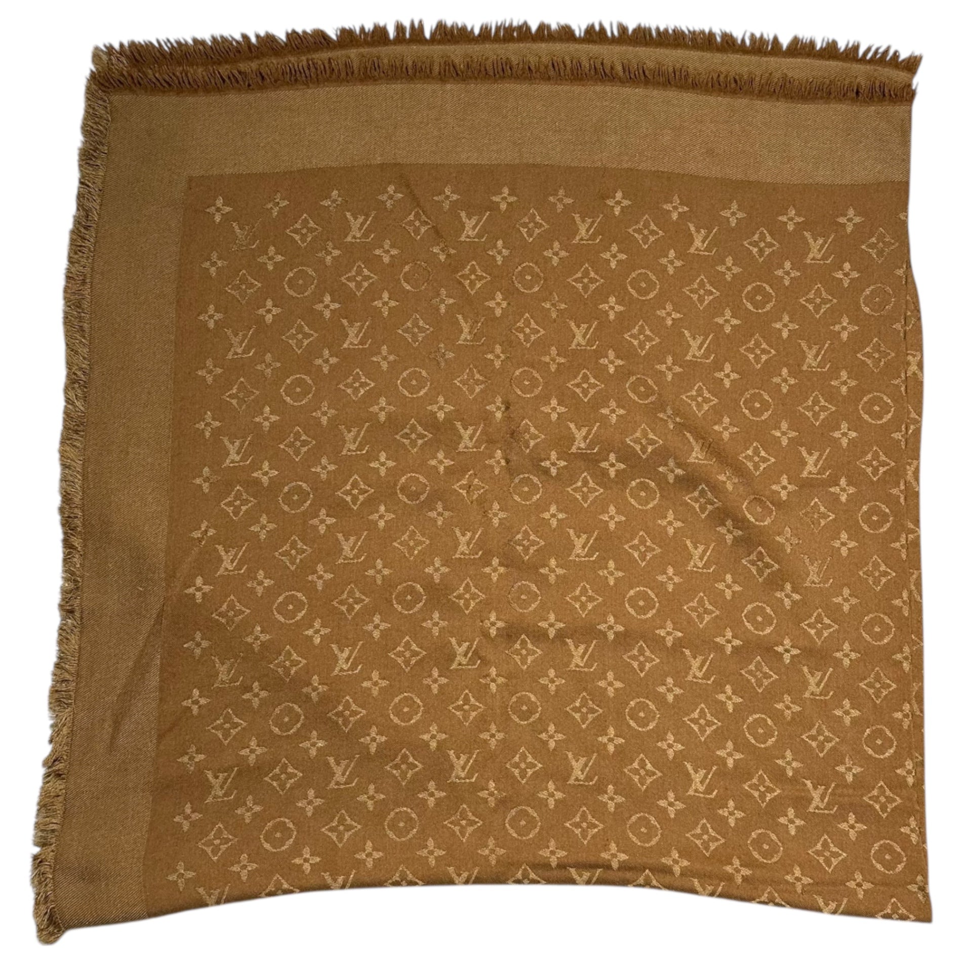 LOUIS VUITTON(ルイヴィトン) Monogram Silk Wool Stole モノグラム シルク ウール ストール ブラウン マフラー ショール