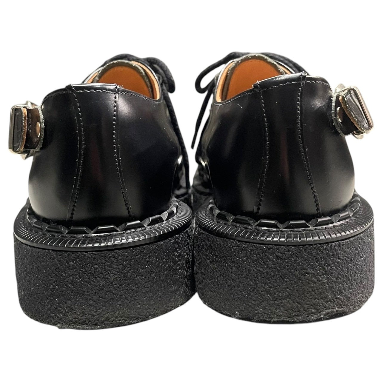 COMME des GARCONS HOMME PLUS × GEORGE COX(コムデギャルソンオムプリュス × ジョージコックス) 19AW D RING BUCKLE Bondage lace-up rubber sole leather shoes Dリング バックル ボンテージ レースアップ ラバーソール レザー シューズ PD-K122-001 UK7(26~26.5cm程度) ブラック 参考定価82,500円(税込) 箱付