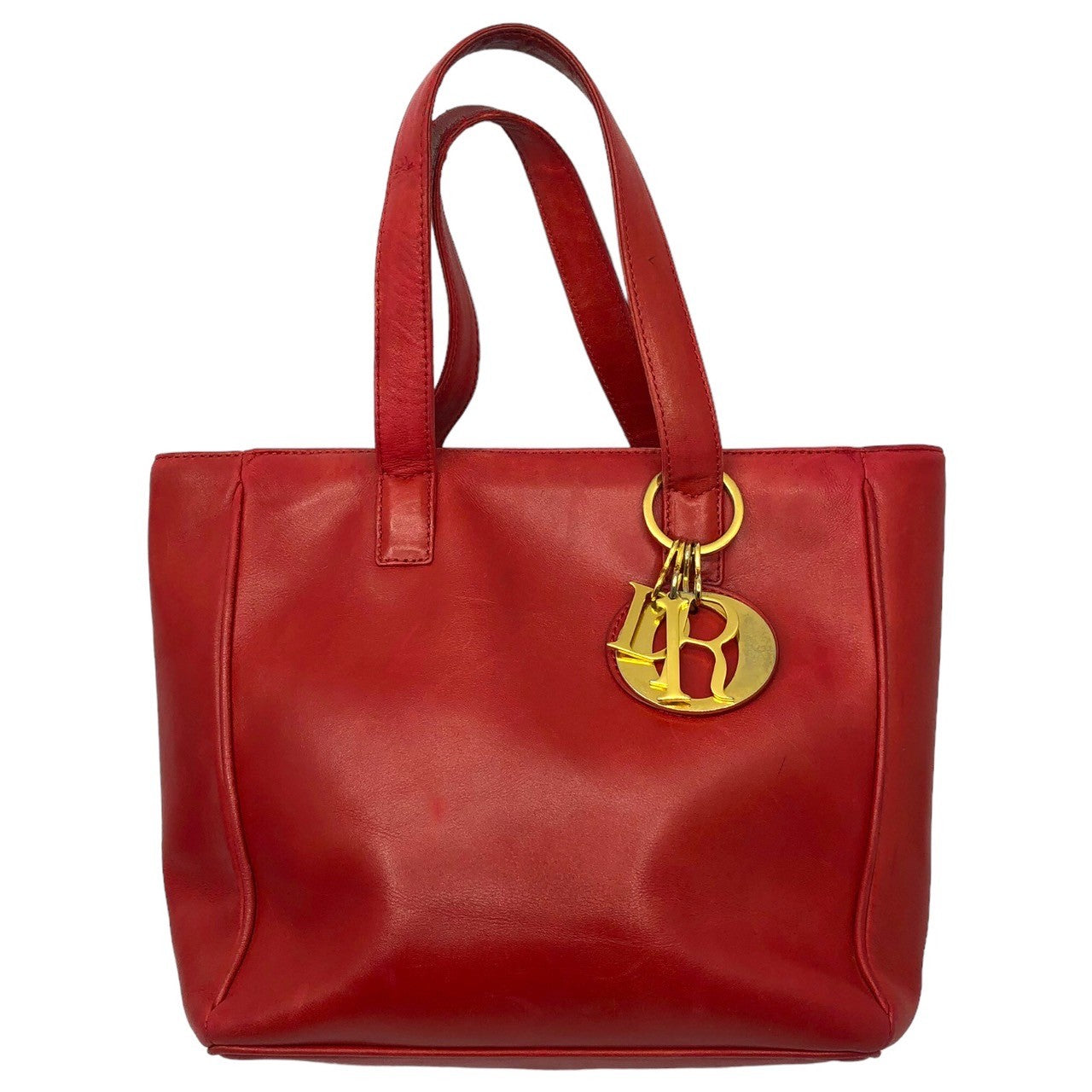 Christian Dior(クリスチャンディオール) 2WAY leather shoulder bag ロゴ チャーム 2WAY レザー ショルダー バッグ レッド ロゴ チャーム ハンド ヴィンテージ OLD