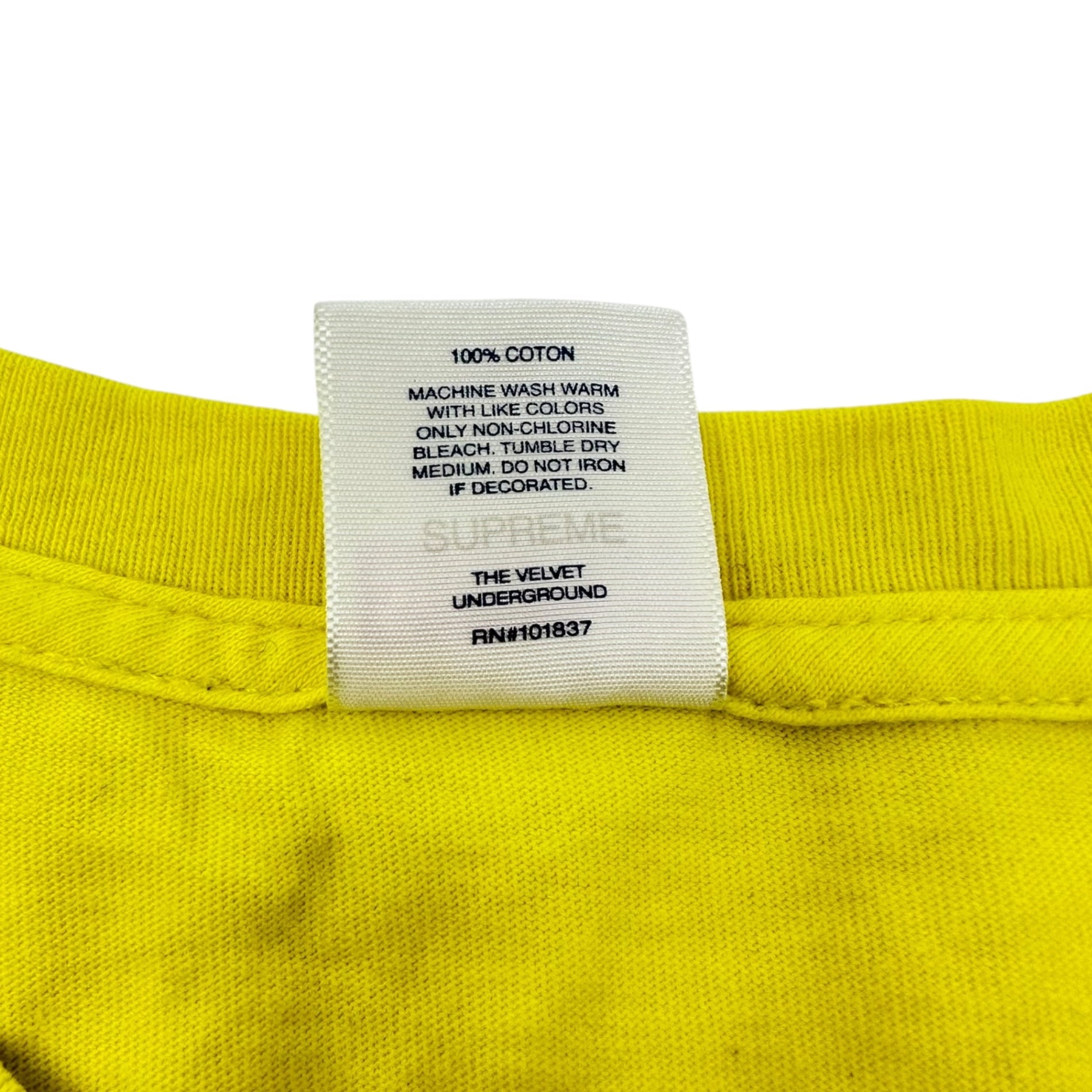 SUPREME(シュプリーム) 19AW The Velvet Underground & Nico Tee ベルベット アンダーグラウンド & ニコ Tシャツ M イエロー