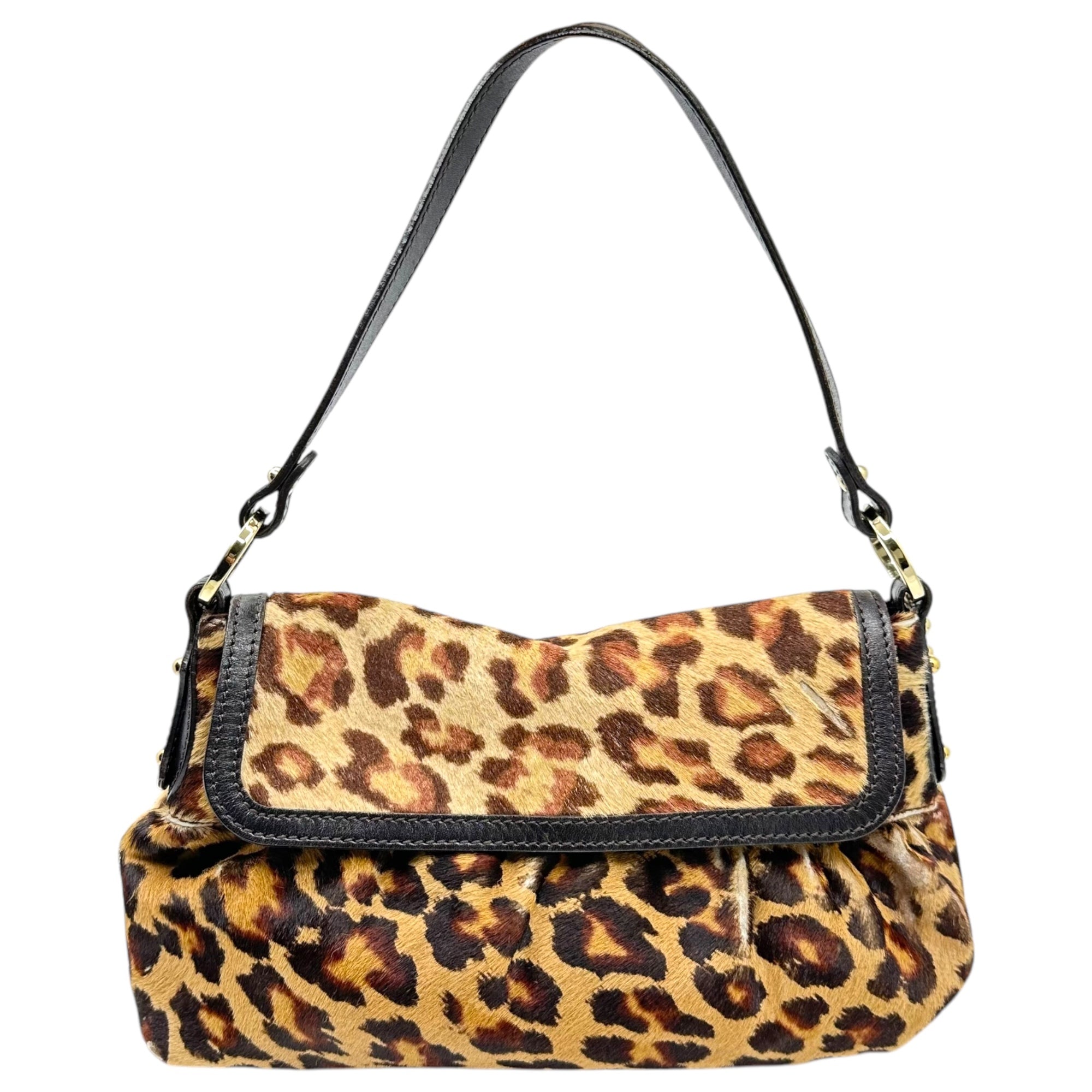 FENDI(フェンディ) Leopard halaco leather one shoulder bag レオパード ハラコ レザー ワンショルダー バッグ ベージュ×ブラウン ハンド