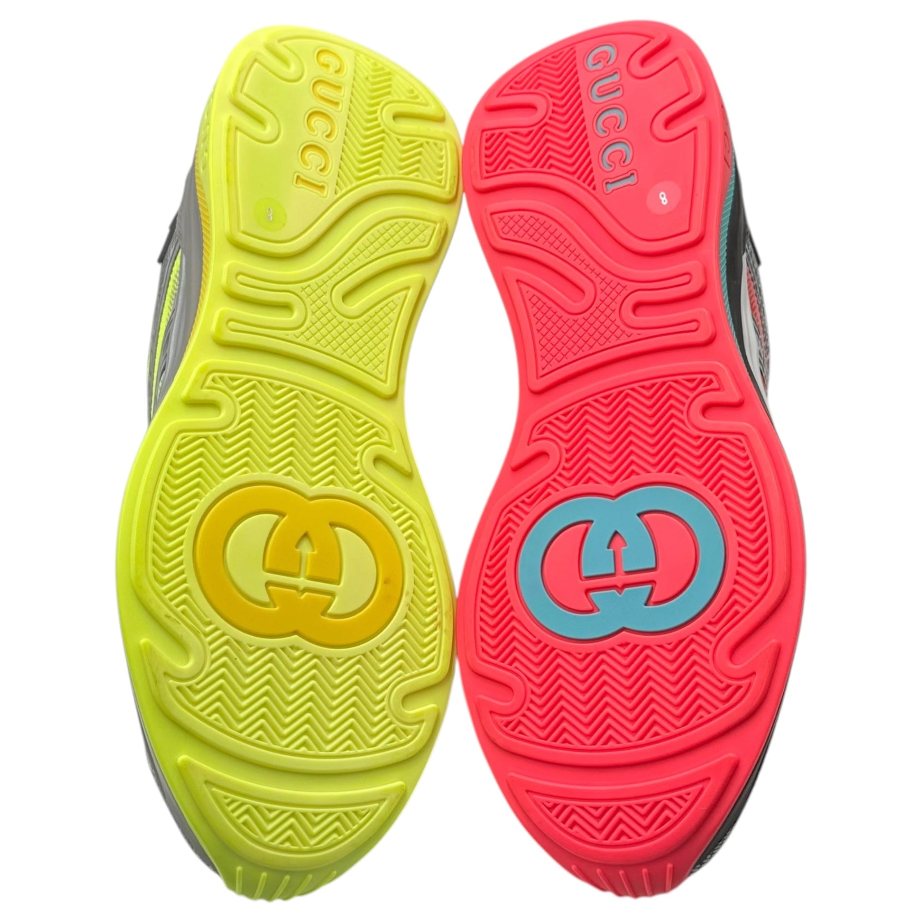 GUCCI(グッチ) 20SS Ultrapace R Mismatched - Neon Pink Yellow ウルトラペース R ワイヤー ダイヤル スニーカー 623151 8(27cm程度) イエロー×ピンク ディスク アシンメトリー