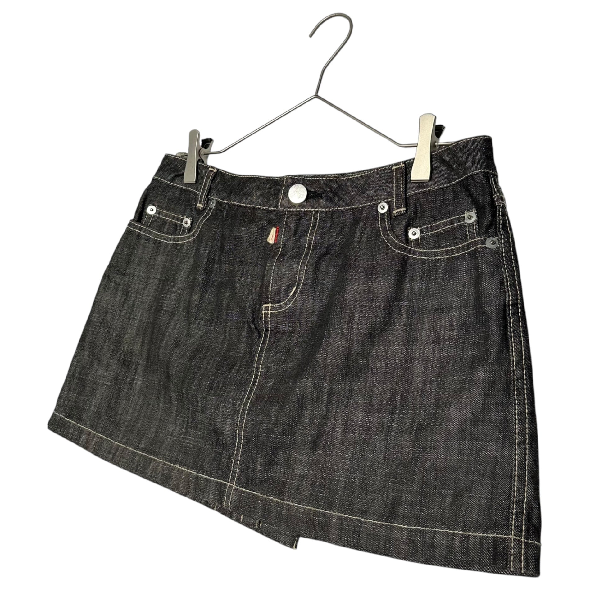 Vivienne Westwood RED LABEL(ヴィヴィアンウエストウッドレッドレーベル) 00's Orb logo denim mini skirt オーブロゴ ロゴ 刺繍 デニム ミニ スカート 357-03-21009 2(M程度) ブラック Y2K