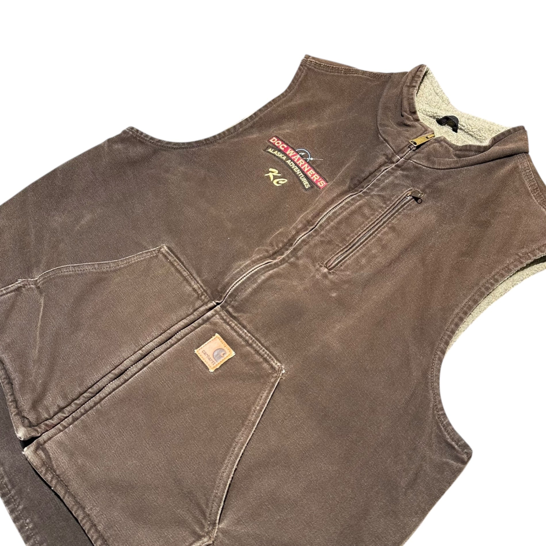 carhartt(カーハート) DOC WARNER'S Duck Fabric Fleece-Lined Work Vest ダック地 裏ボア ワークベスト V33 DK8 XL ブラウン