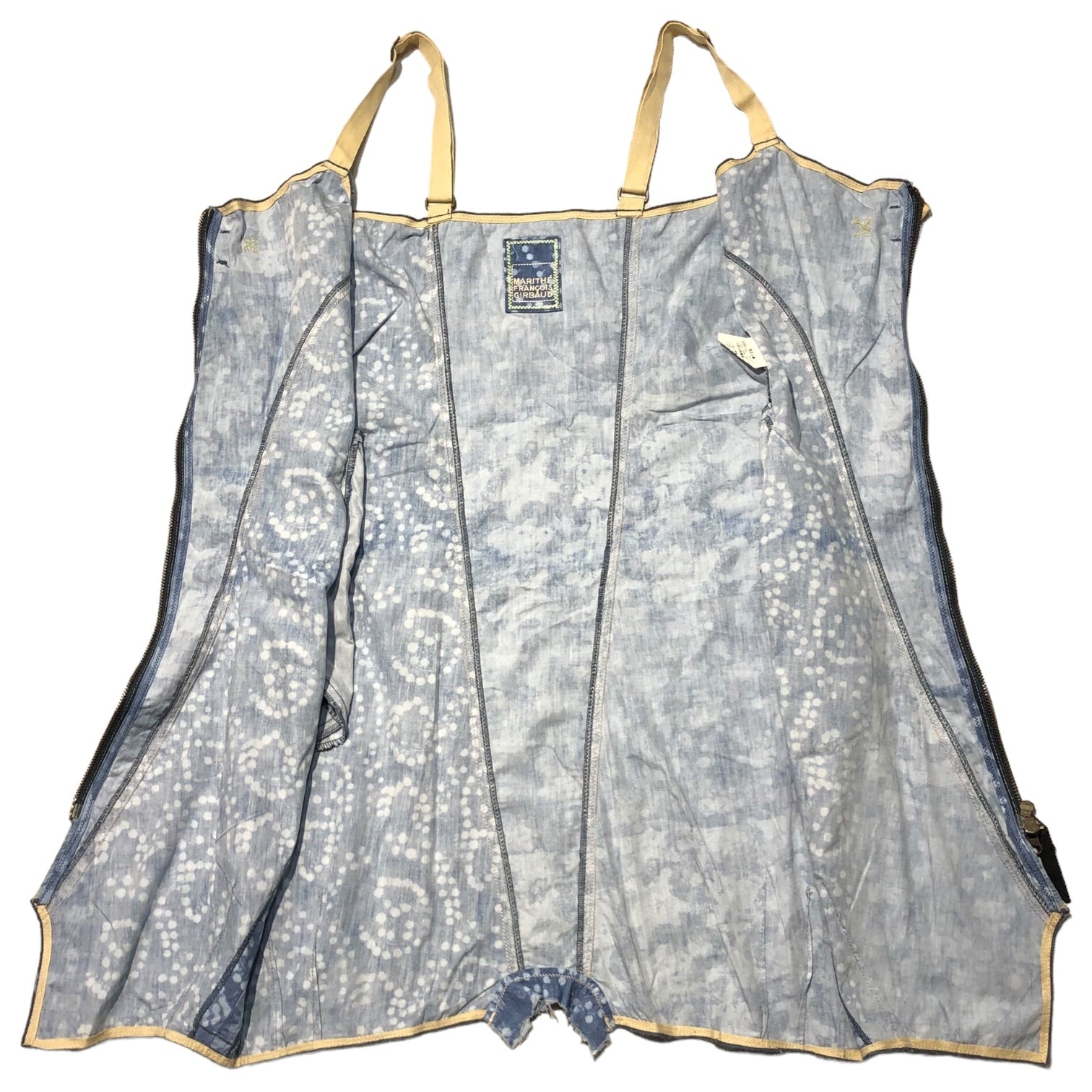MARITHE FRANCOIS GIRBAUD(マリテフランソワジルボー) 00's Balloon zip cami dress バルーン ジップ キャミソール ワンピース F6-3024 M ブルー Y2K ギミック 総柄