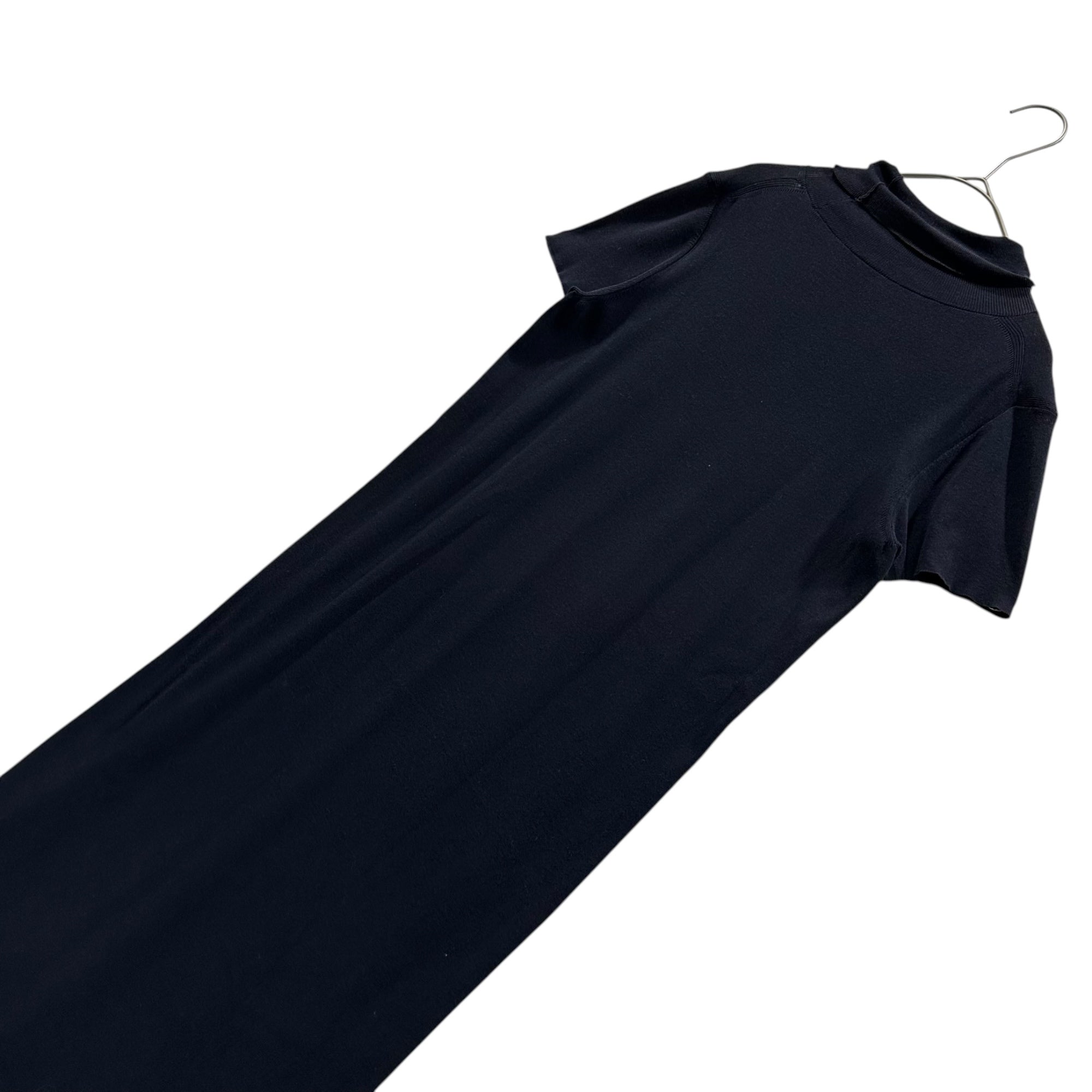 YOHJI YAMAMOTO(ヨウジヤマモト) Cotton High-Gauge Knit Turtleneck S/S Dress コットン ハイゲージ ニット タートルネック 半袖 ワンピース 2 ネイビー