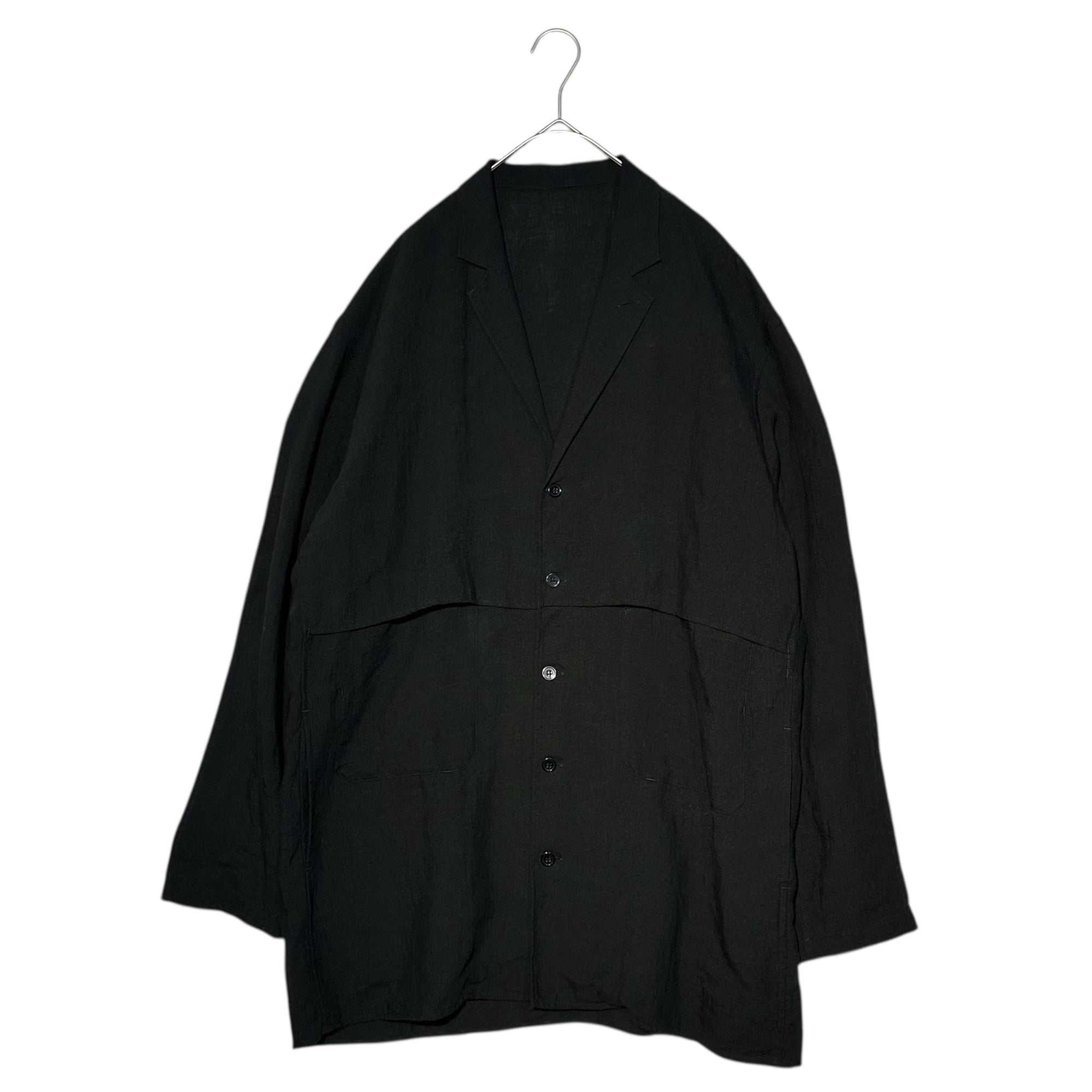 YOHJI YAMAMOTO POUR HOMME(ヨウジヤマモトプールオム) 19SS 5B Linen Oversized Shirt Jacket 5B リネン オーバーサイズ シャツ ジャケット HH-B95-315 1 ブラック
