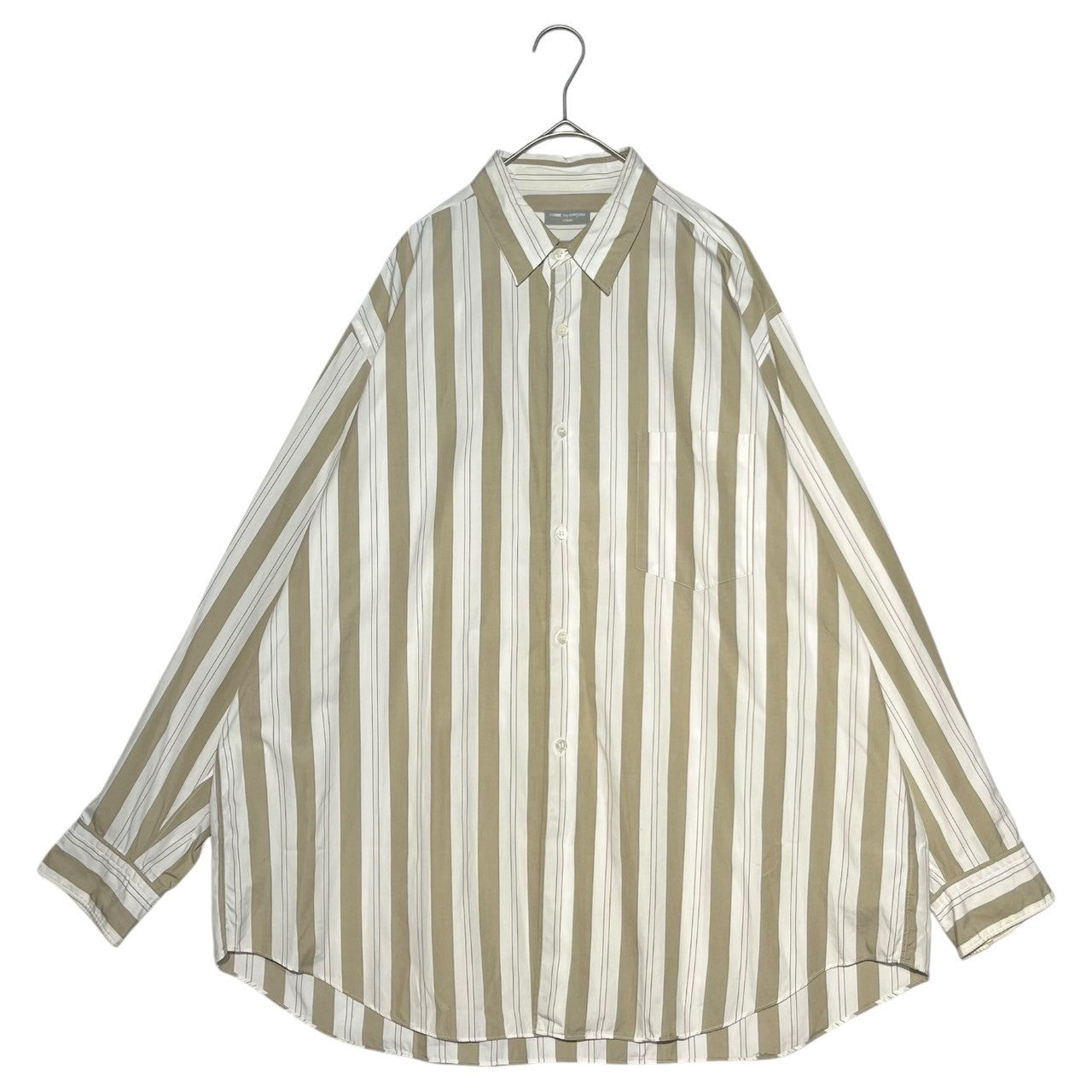 COMME des GARCONS HOMME(コムデギャルソンオム) 80~90's Big silhouette cotton striped shirt ビッグシルエット コットン ストライプ シャツ 川久保玲 本人期 HB-026300 FREE ベージュ×ホワイト AD1989