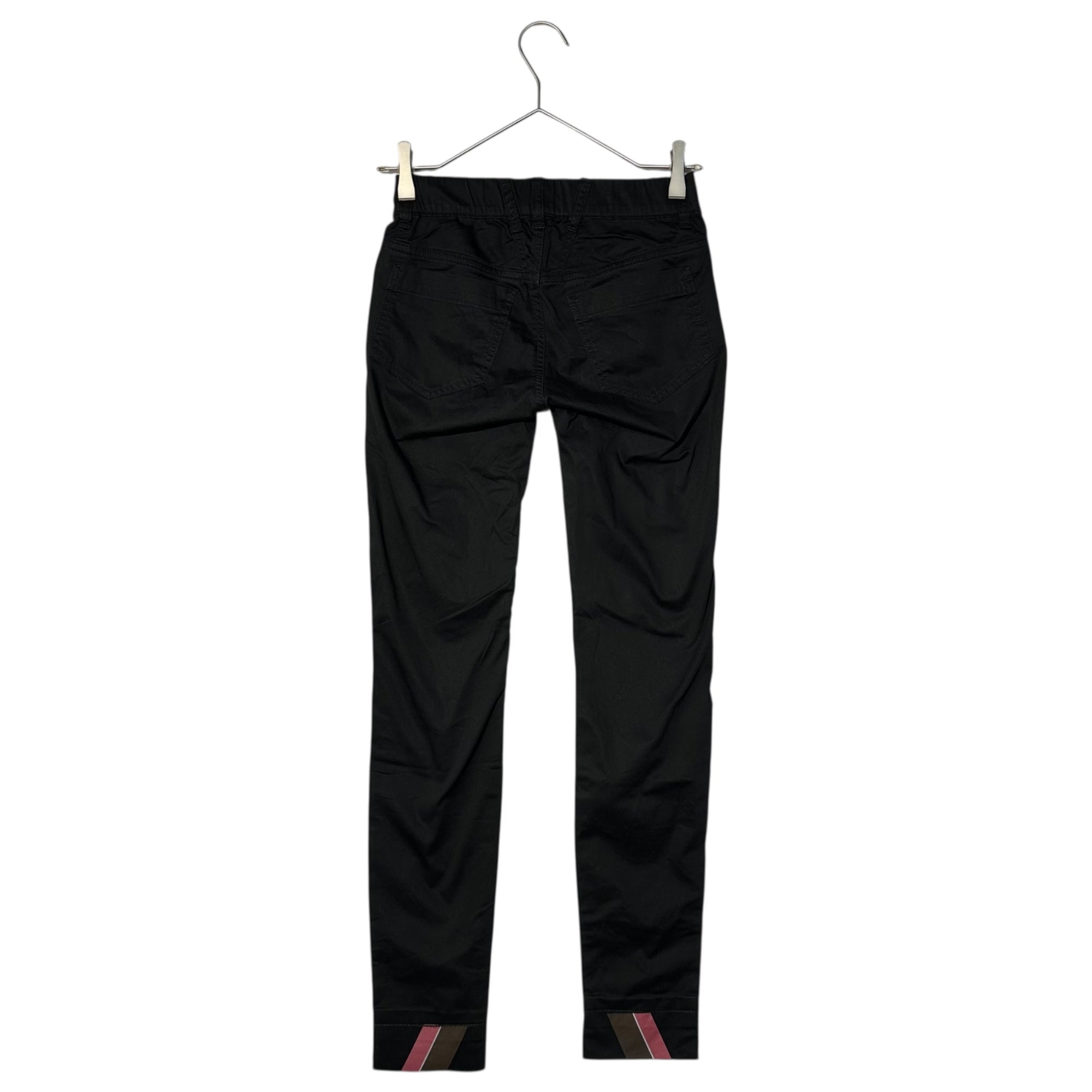 MARITHE FRANCOIS GIRBAUD(マリテフランソワジルボー) 00's Line Hem Print Cotton Stretch Skinny Pants 裾 ライン プリント コットン ストレッチ スキニー パンツ F5-2724 SS ブラック Y2K