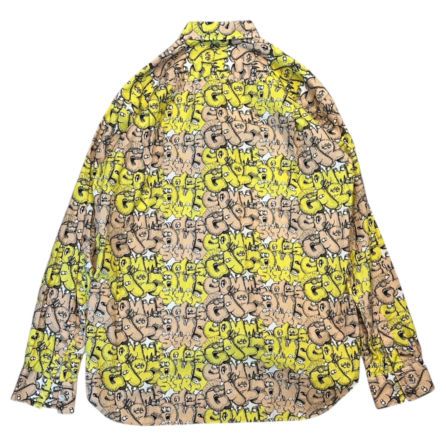 COMME des GARCONS SHIRT×KAWS(コムデギャルソンシャツ×カウズ) 21AW KAWS-Graphic L/S Shirt グラフィック 長袖 シャツ FH-B031 S イエロー×ピンク