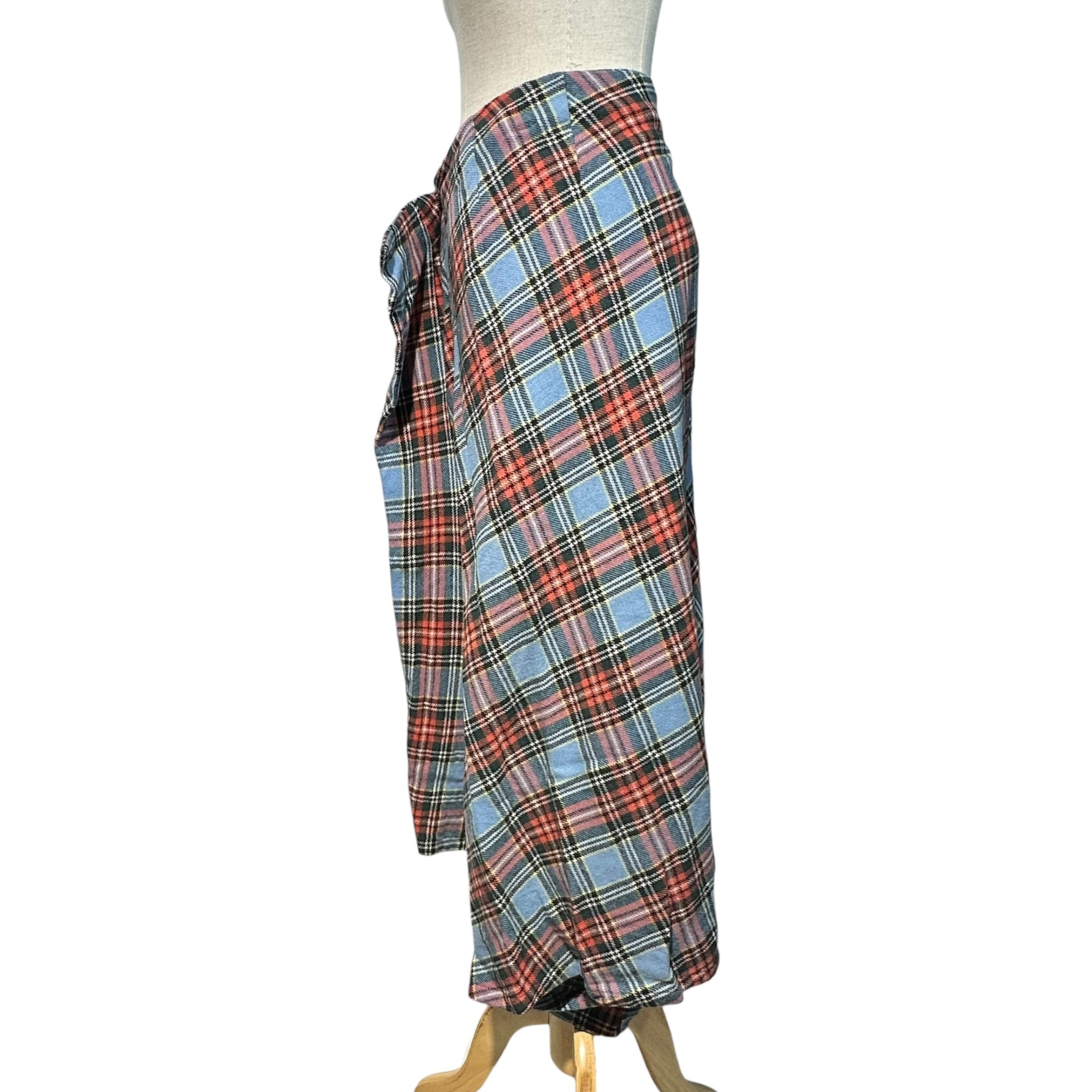 Y's(ワイズ) Checked long wool skirt pants チェック柄 ロング ウール スカートパンツ YL-S34-905 3(L程度) ブルー×レッド