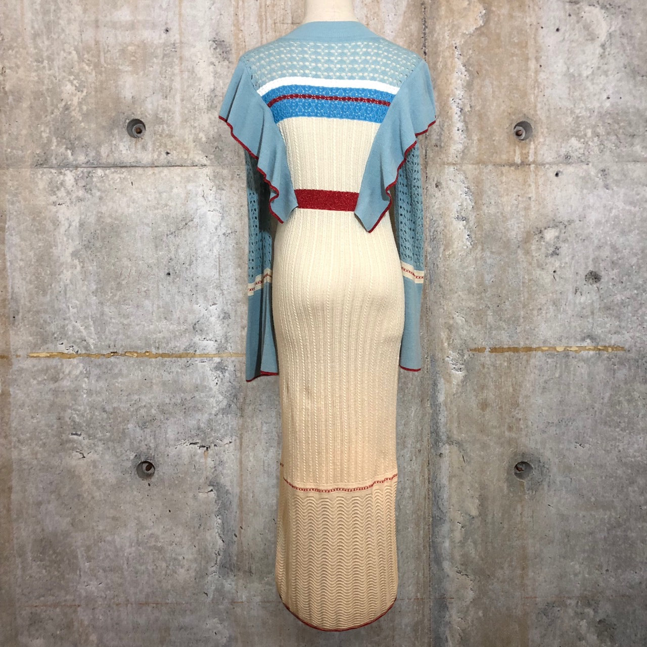 mame kurogouchi(マメクロゴウチ) 18SS mame Nostalgic Pattern Knit Dress/ワンピース/ドレス MM18SS-KN040 1 ブルー