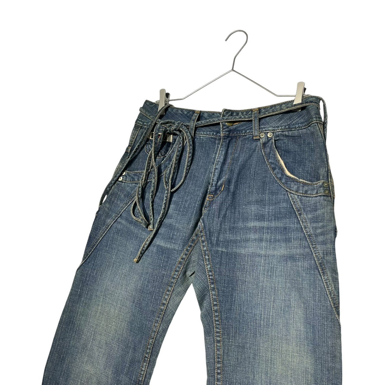 Heart jean(ハートジーン) 00's Flap pocket bondage flare denim pants フラップ ポケット ボンテージ フレア デニム パンツ M インディゴ Y2K