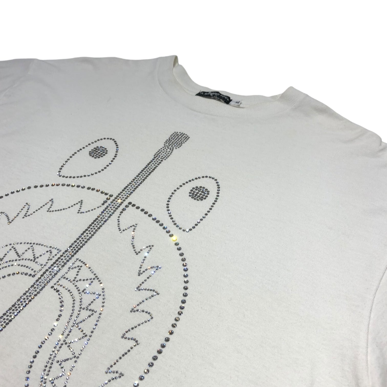 A BATHING APE(アベイシングエイプ) 90's rhinestone shark T-shirt ラインストーン シャーク Tシャツ XL ホワイト