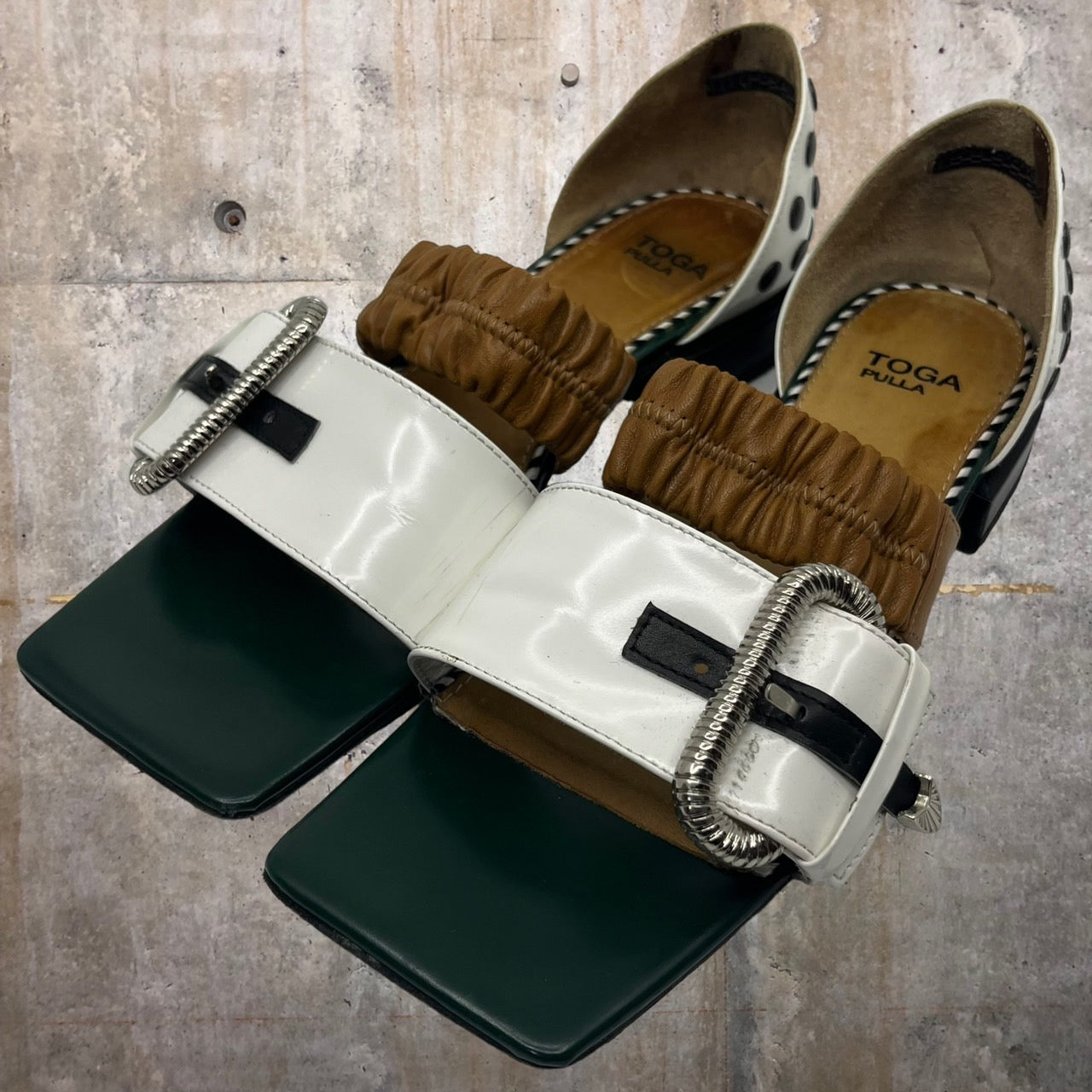 TOGA PULLA(トーガプルラ) square toe sandals スクエアトゥ サンダル ウエスタン ベルト 36(23cm程度) ミックス