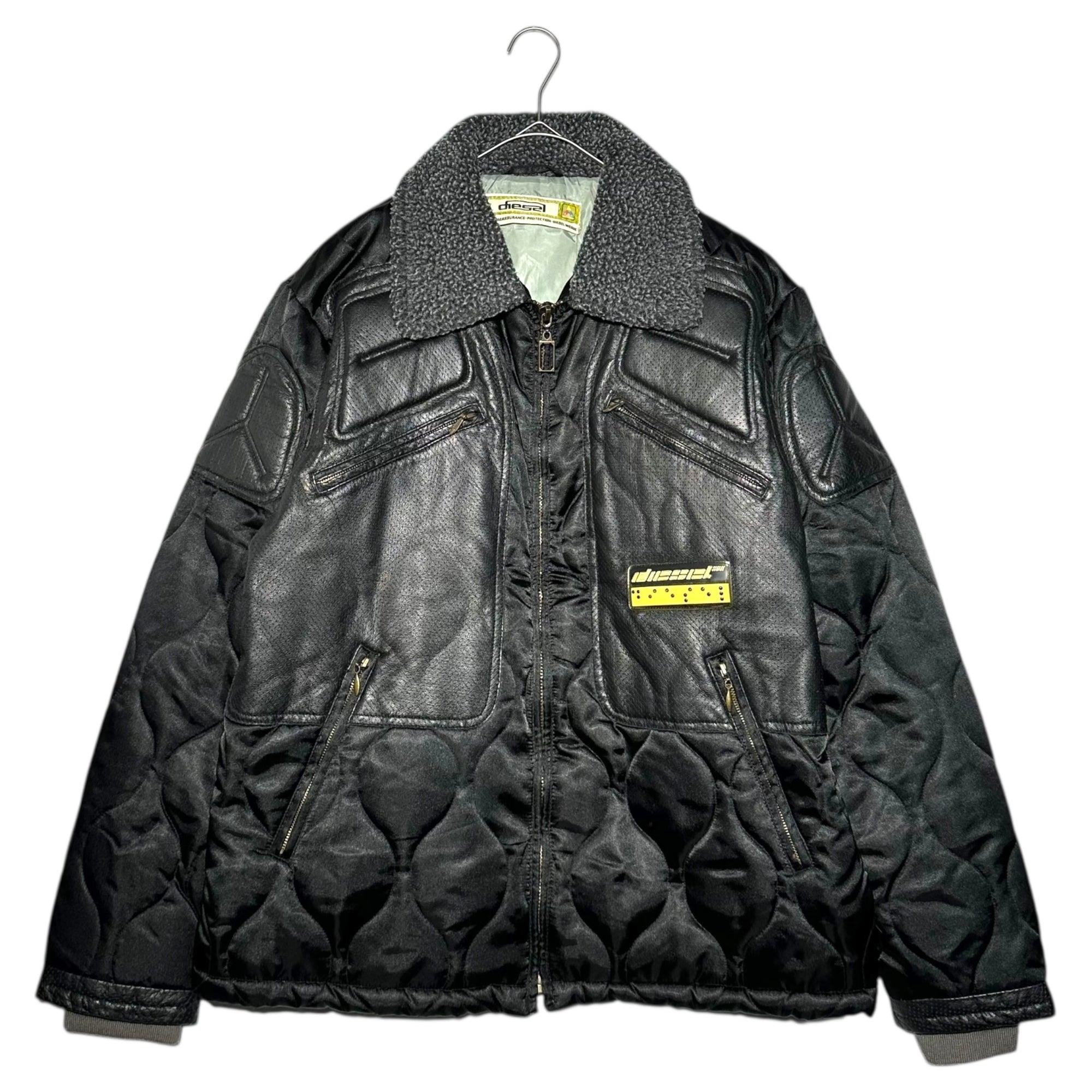 DIESEL(ディーゼル) 90's quilted racing jacket キルティング レーシング ジャケット L ブラック 90年代 レザー ボア 中綿 Y2K 00s