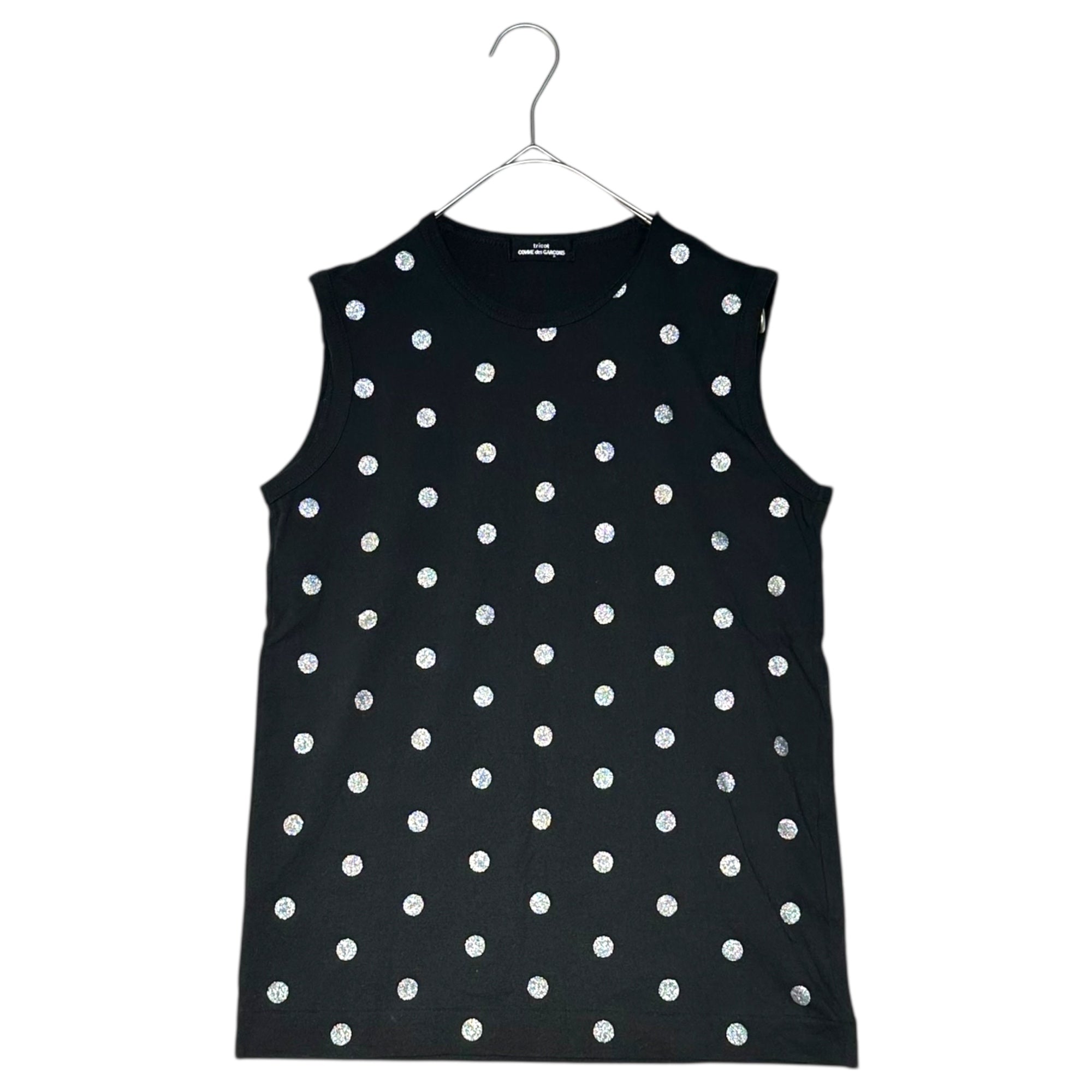 tricot COMME des GARCONS(トリココムデギャルソン) 08SS Silver Dot sleeveless T-shirt シルバー ドット ノースリーブ Tシャツ TA-T060 FREE ブラック×シルバー AD2007