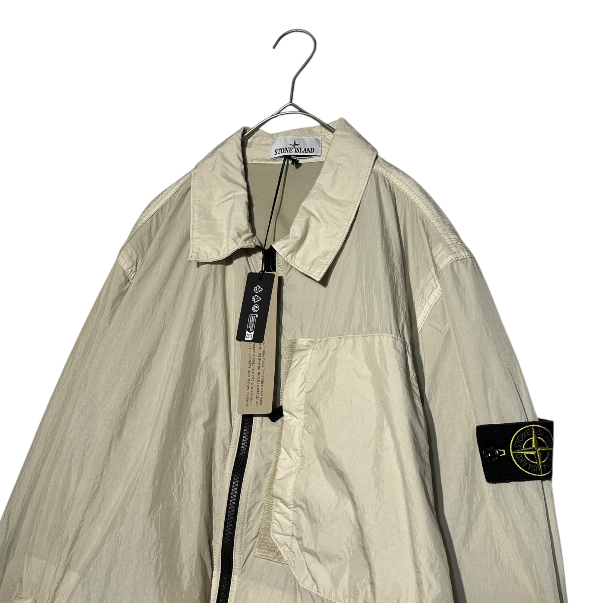 STONE ISLAND(ストーンアイランド) 23AW GARMENT DYED CRINKLE REPS RECYCLED NYLON ガーメント ダイ リサイクル ナイロン シャツ ジャケット 791510723 XL ベージュ ブルゾン