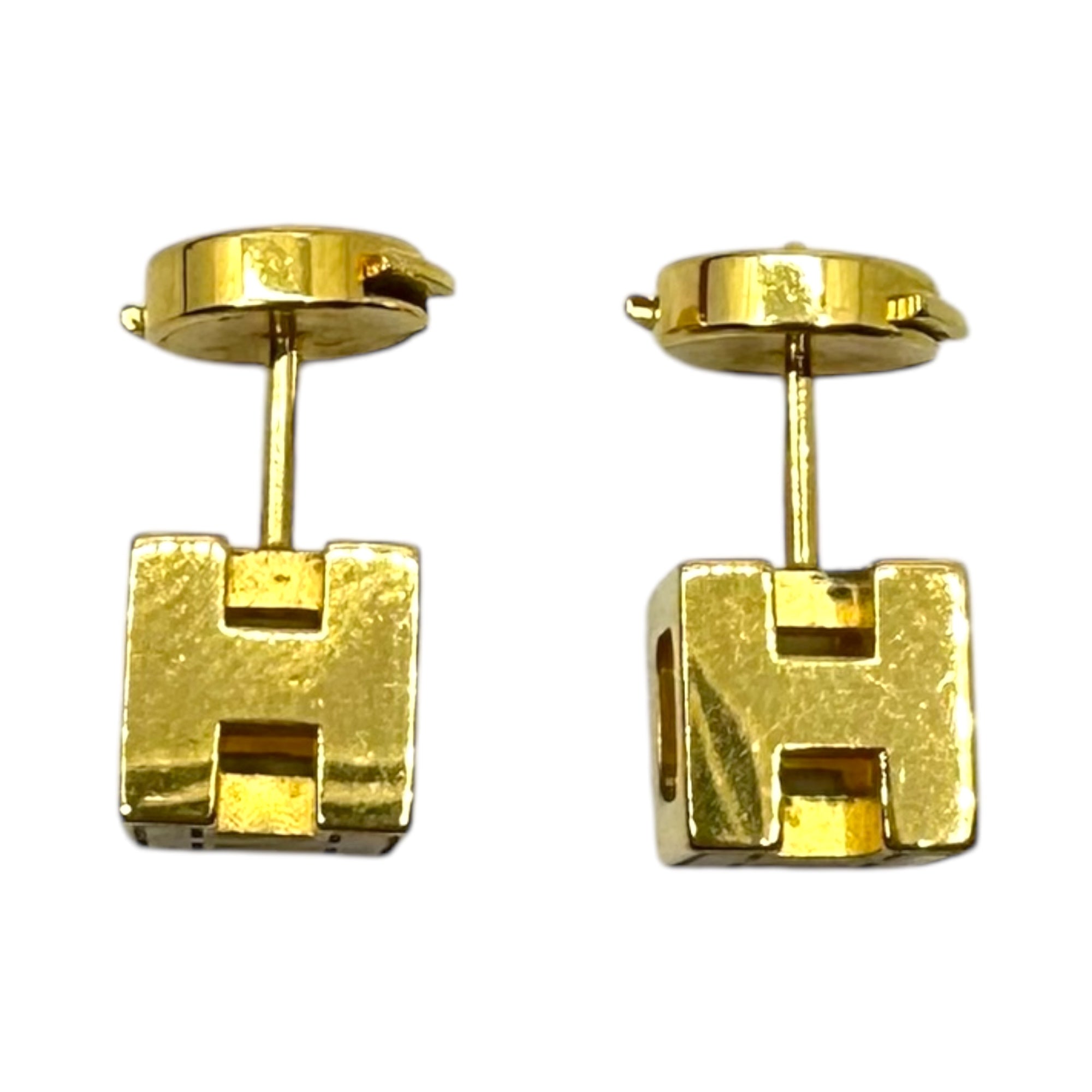 HERMES(エルメス) H cube caged ash earrings Hキューブ カージュドアッシュ ピアス 両耳 ゴールド 箱付