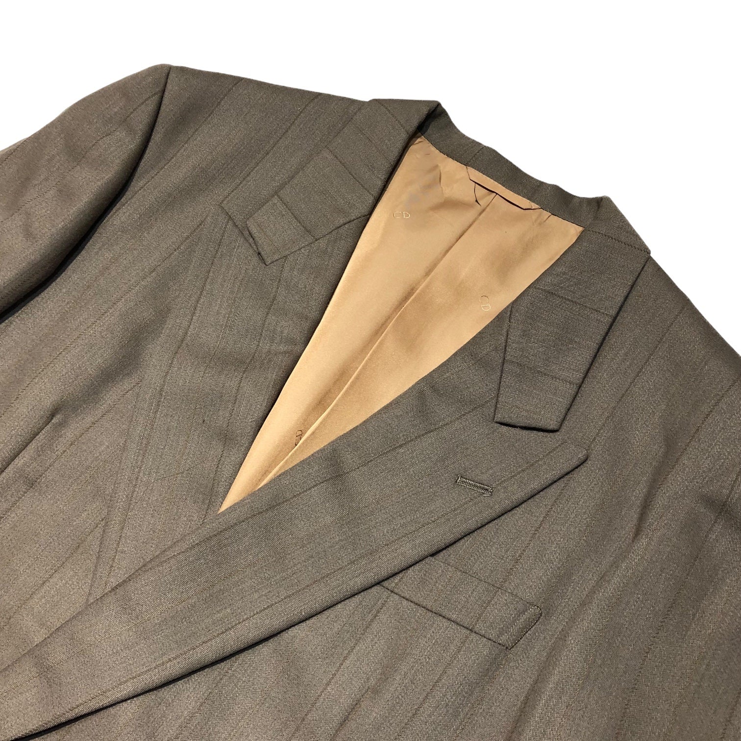 Christian Dior MONSIEUR(クリスチャンディオールムッシュ) 80's ~ 90's striped double jacket setup ストライプ ダブル ジャケット セットアップ スーツ 80年代~90年代 A-4(M程度) ベージュ