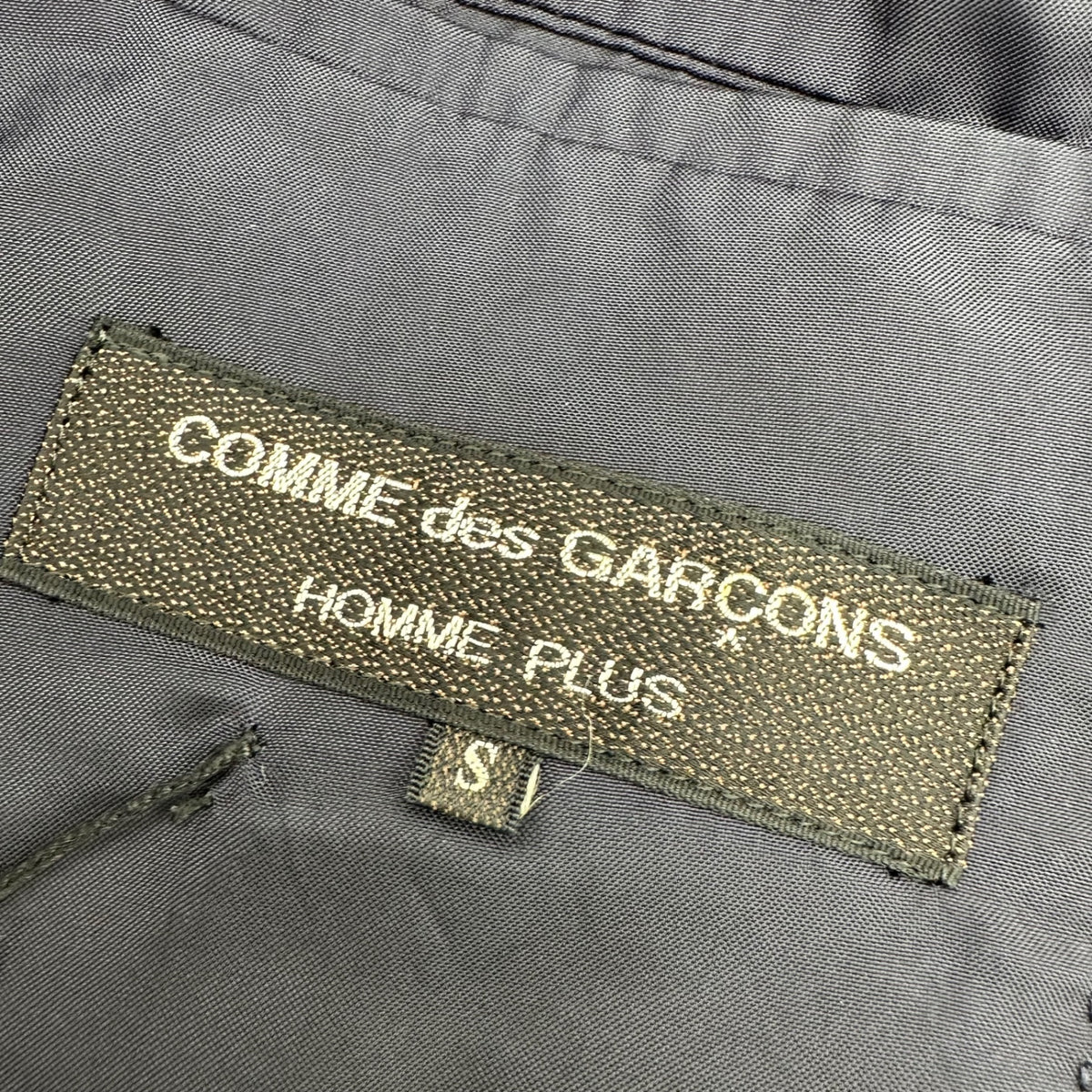 COMME des GARCONS HOMME PLUS(コムデギャルソンオムプリュス) 1984's~1988's Double-breasted Leather Collar Tartan Tweed Blazer 襟レザー タータンチェック ツイード ダブル テーラード ジャケット PJ-05053 S ネイビー×ブラック 80年代 80's 最初期