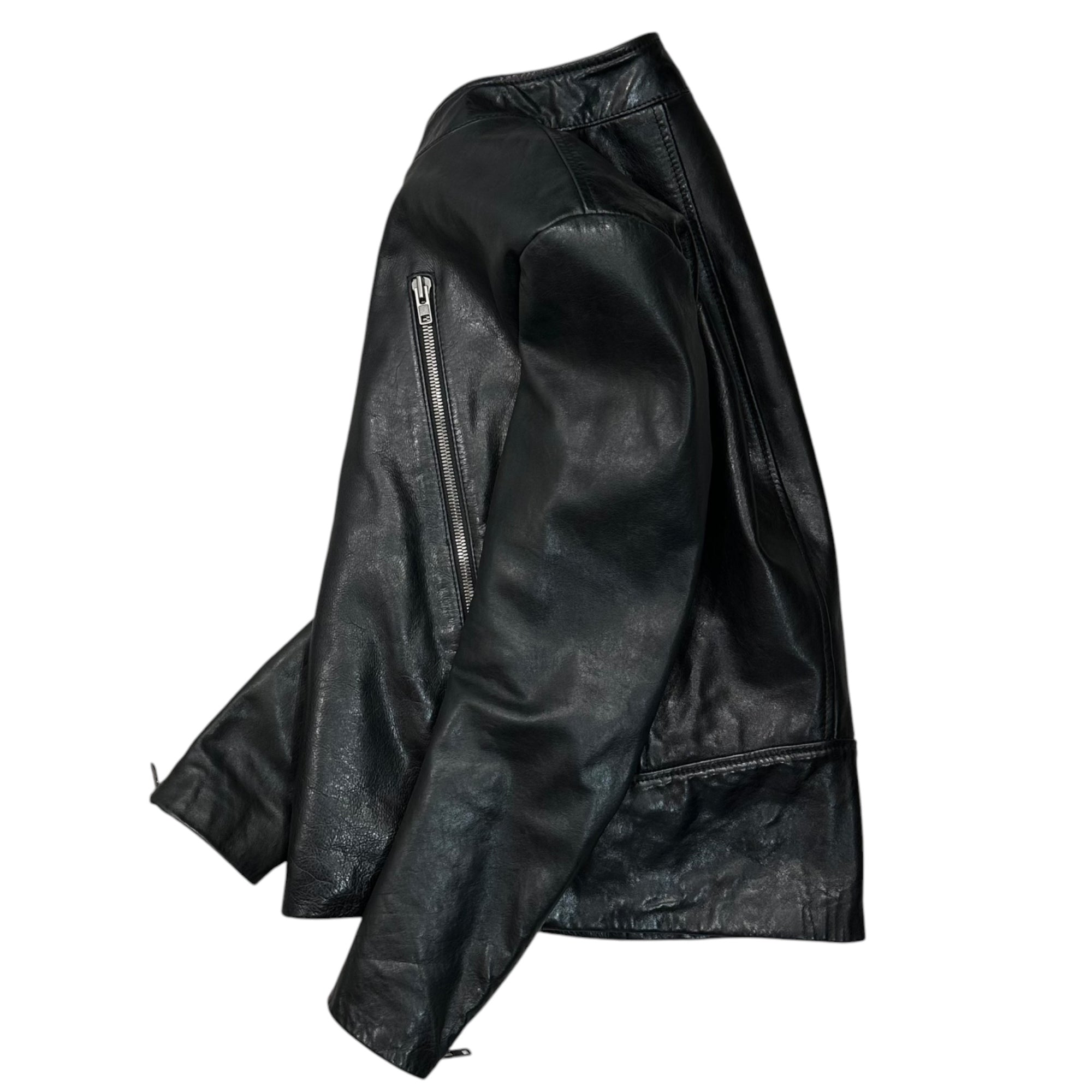 Maison Martin Margiela(メゾン マルタンマルジェラ) 2011AW 5-ZIP LEATHER JACKET - Cowhide 5ジップ ライダース ジャケット 牛革 S30AM0203 44(XS程度) ブラック レザー 八の字