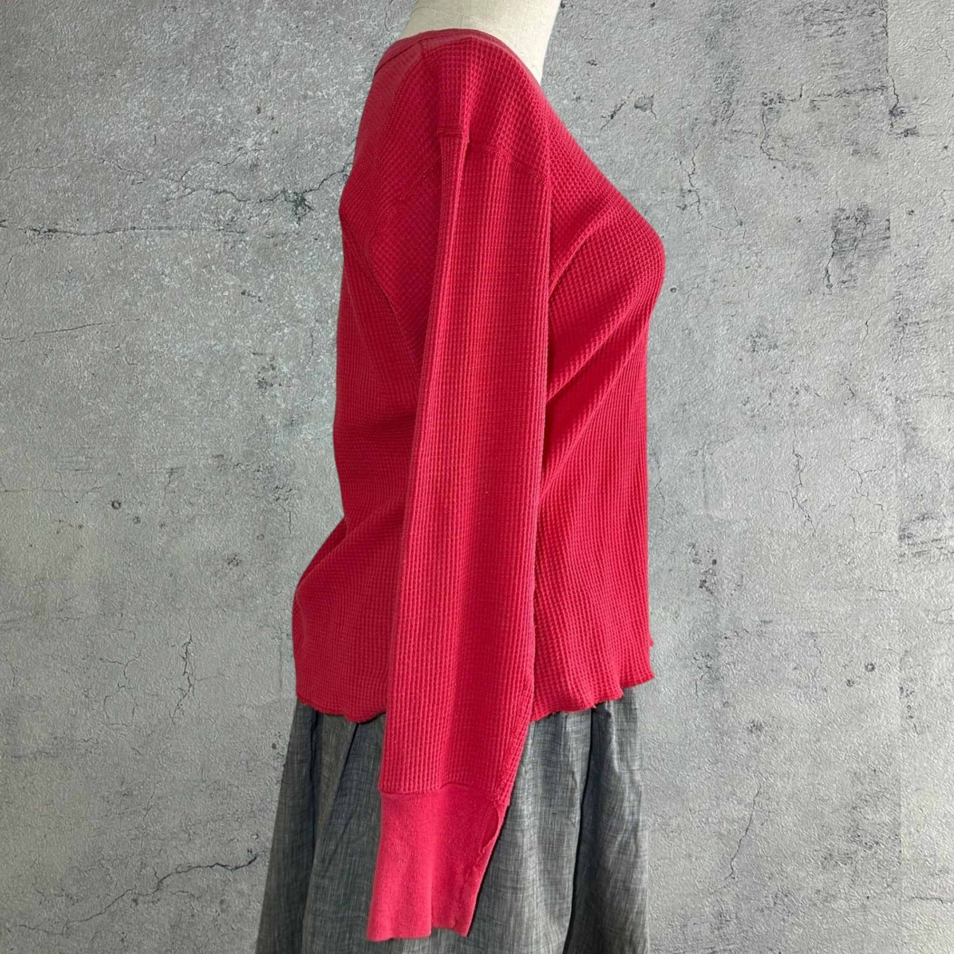 VINTAGE(ヴィンテージ) 70~80's thermal longsleeve tops サーマル生地の長袖カットソー 赤 表記無し(Mサイズ程度) レッド