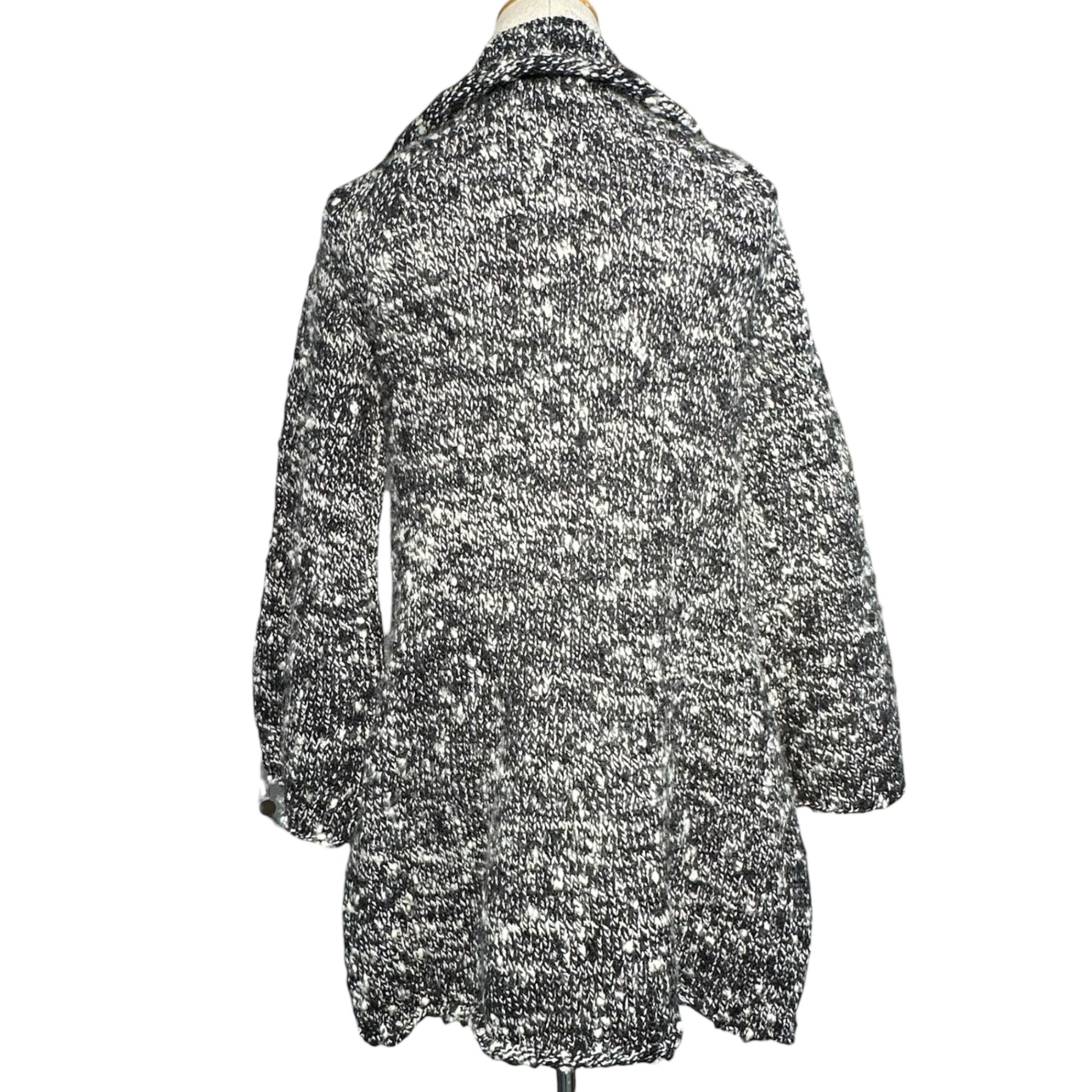 LIMI feu(リミフゥ) Buttonless low gauge knit cardigan ボタンレス ローゲージ ニット カーディガン LU-K23-171 3(L程度) ブラック×ホワイト