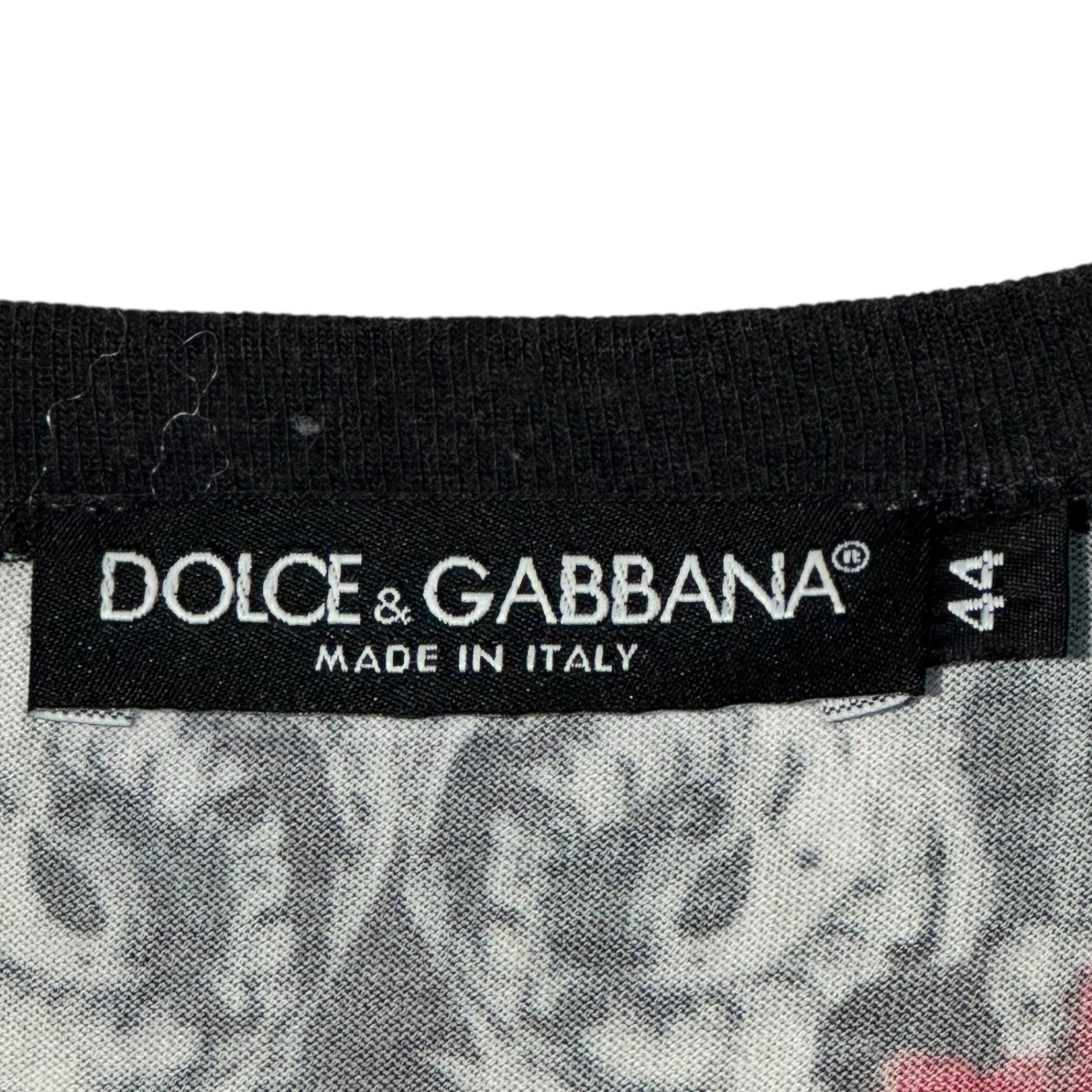 DOLCE&GABBANA(ドルチェ&ガッバーナドルガバ) Flower & Bull Graphic T-Shirt フラワー&ブル グラフィック Tシャツ G8FE9T G7DKH 44(XS程度) ホワイト×レッド 花 牛
