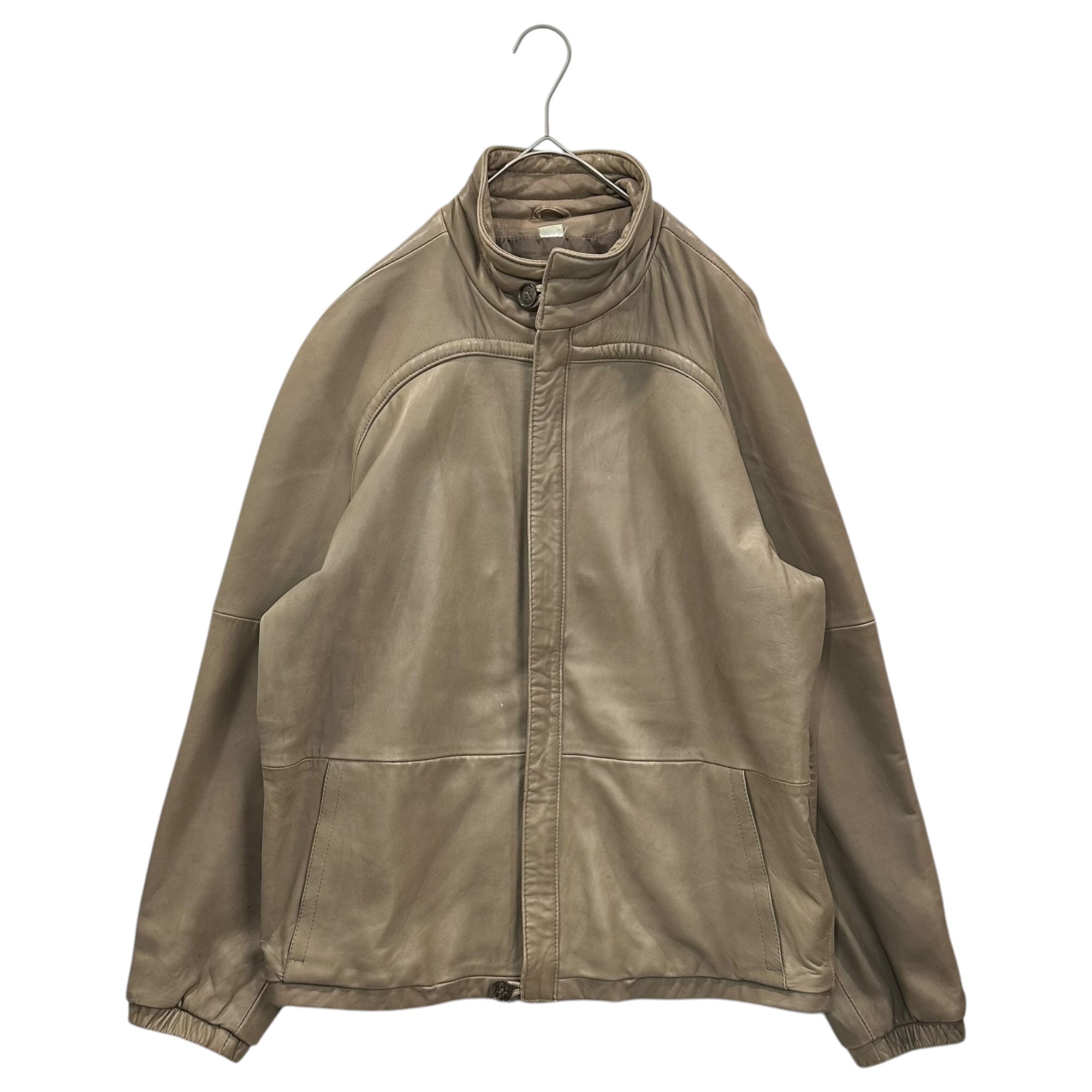 THE LEATHER SOURCE(ザレザーソース) 80's~90's Vintage Lambskin Leather Jacket ヴィンテージ ラム レザー ブルゾン 44(XL程度) ベージュ 80年代~90年代 ジャケット ビッグサイズ