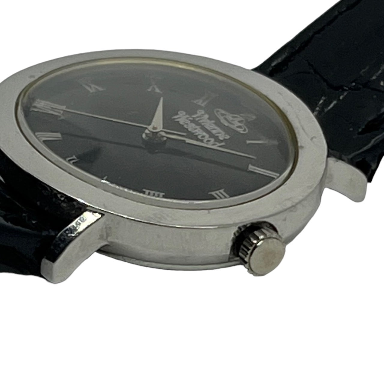 Vivienne Westwood(ヴィヴィアンウエストウッド) 00's oval leather belt watch/楕円 型押しレザー腕時計 VW-4001 文字盤:ブラック 動作確認済み