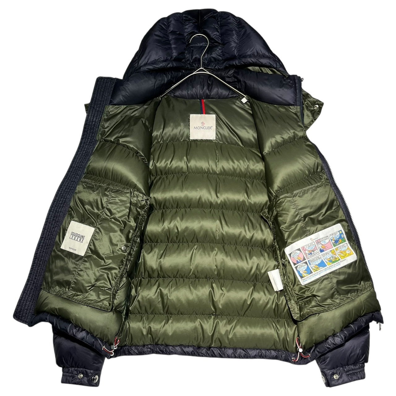 MONCLER(モンクレール) BRAMANT ダブル ロゴ ワッペン フーデット ダウン ジャケット E20914181149 1 ネイビー×オリーブ モンクレールジャパンタグ