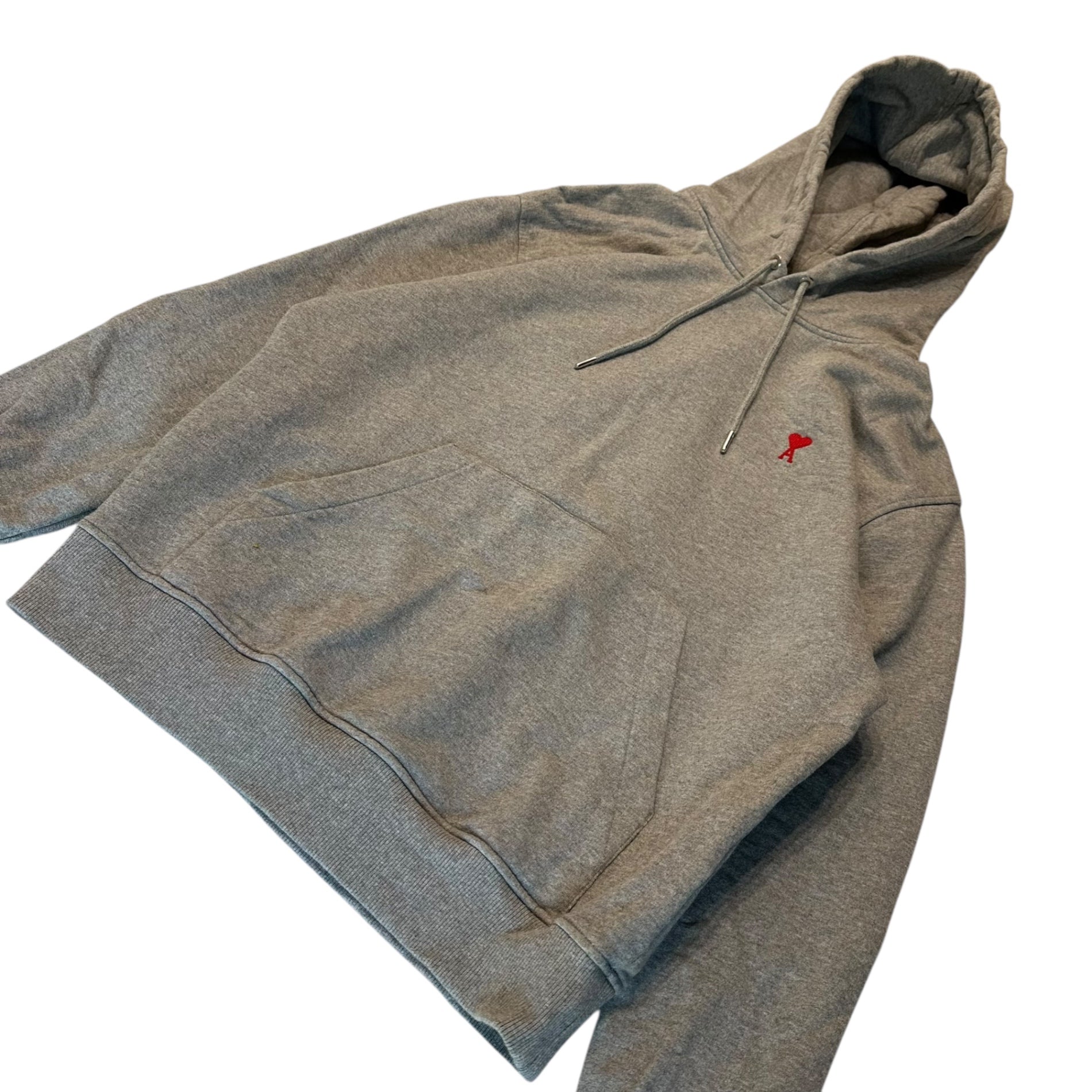 ami alexandre mattiussi(アミアレクサンドルマテュッシ) 24SS SMALL RED AMI DE COEUR HOODIE ハート ロゴ 刺繍 プルオーバー パーカー BFUSW200.730 L ライトグレー AMI PARIS