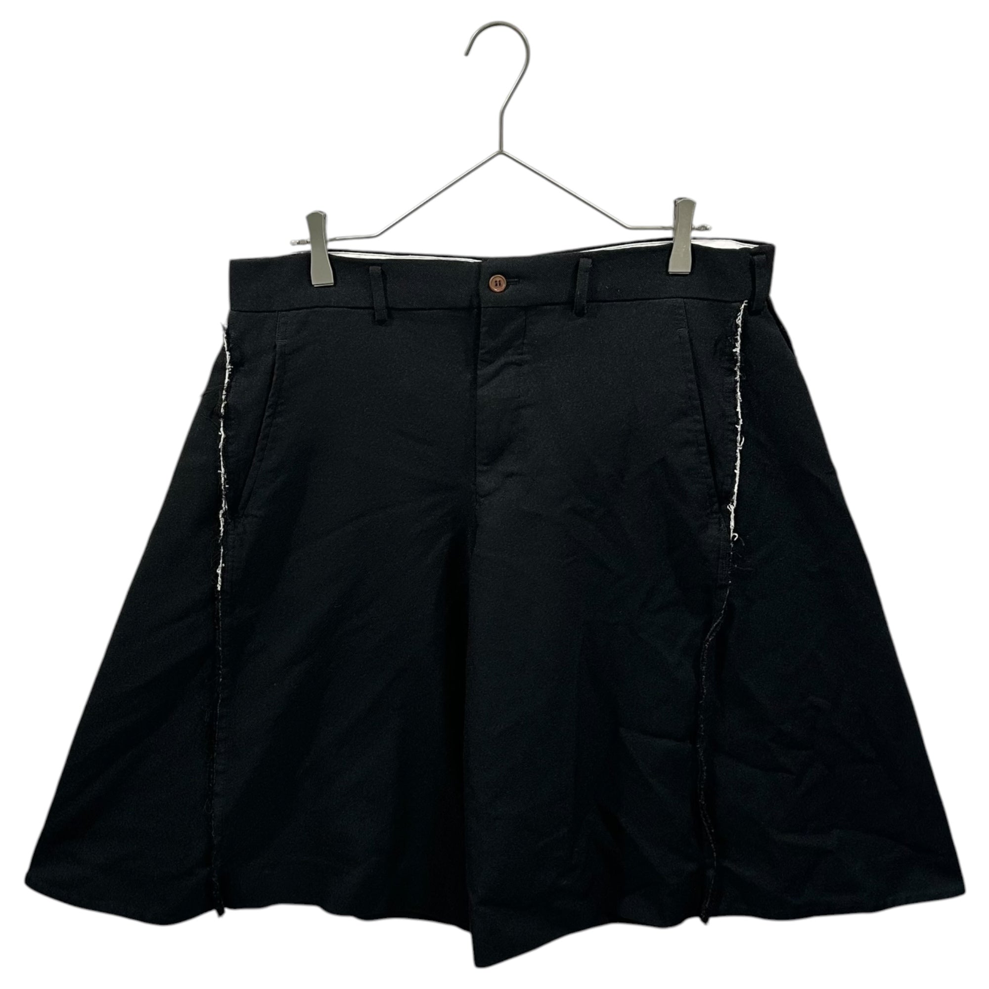 COMME des GARCONS HOMME PLUS(コムデギャルソンオムプリュス) 2022SS Ragged-Edge Estelle Wide-Leg Half Pants 断ち切り エステル ワイド ハーフ パンツ PI-P061 M ブラック AD2021