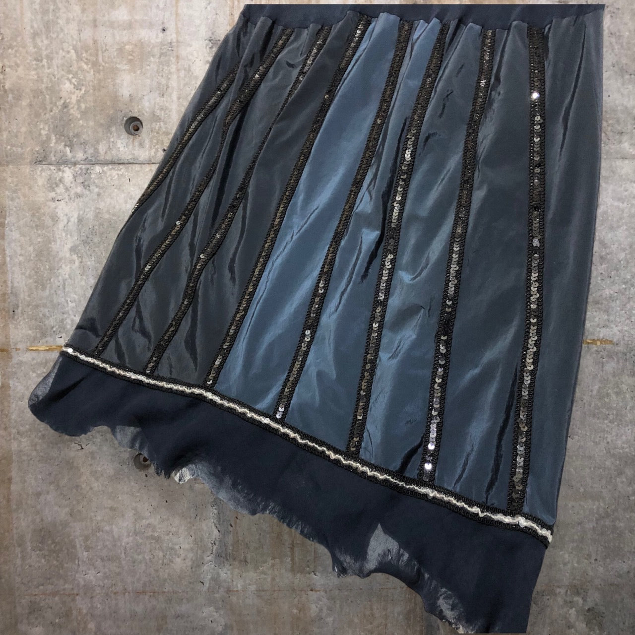 COMME des GARCONS JUNYA WATANABE(コムデギャルソンジュンヤワタナベ) 14SSスパンコール・ビーズ装飾ノースリーブドレス/ワンピース JM-O042 SIZE XS ネイビー AD2013